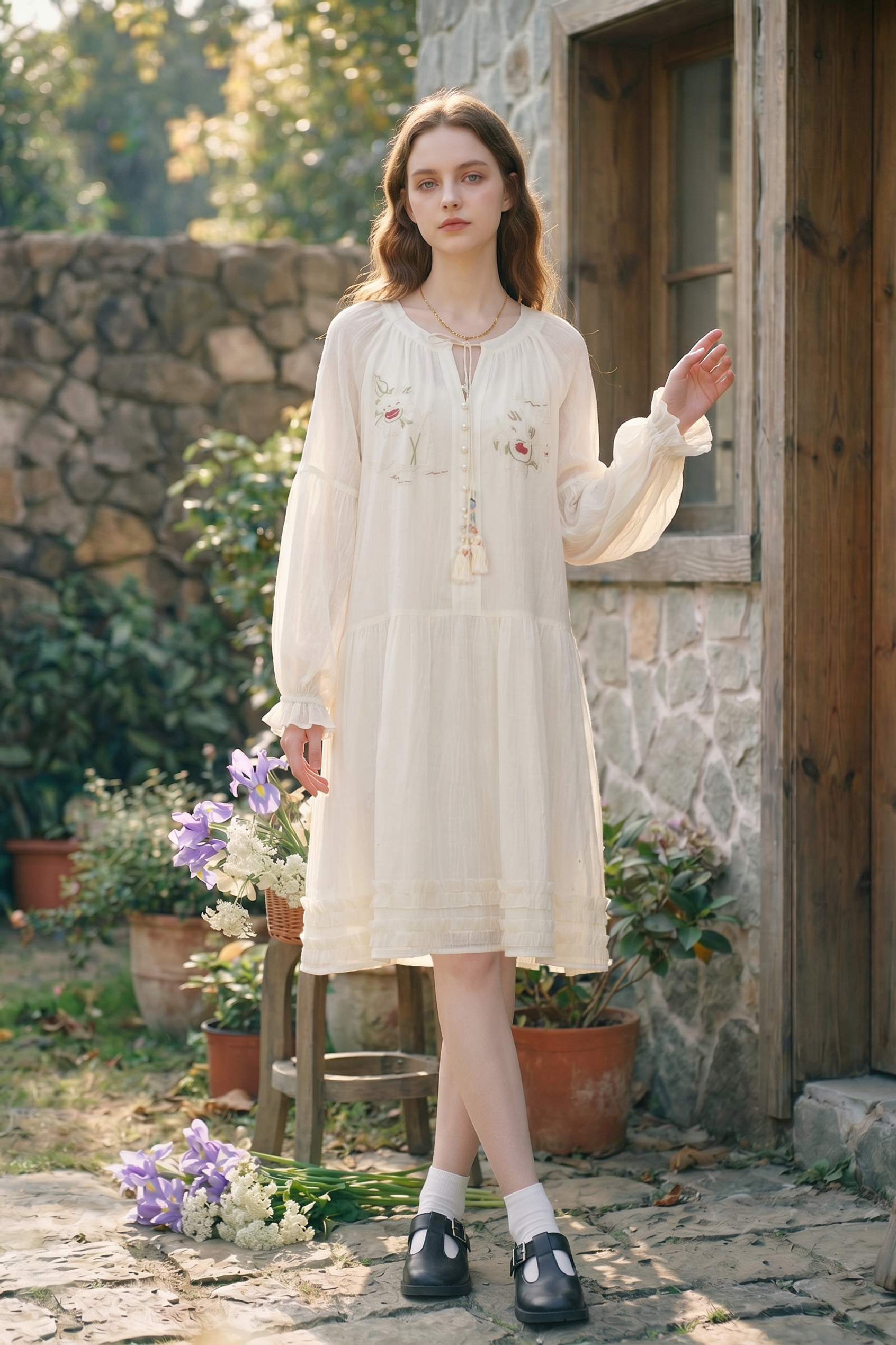 A-Line Embroidered Dress