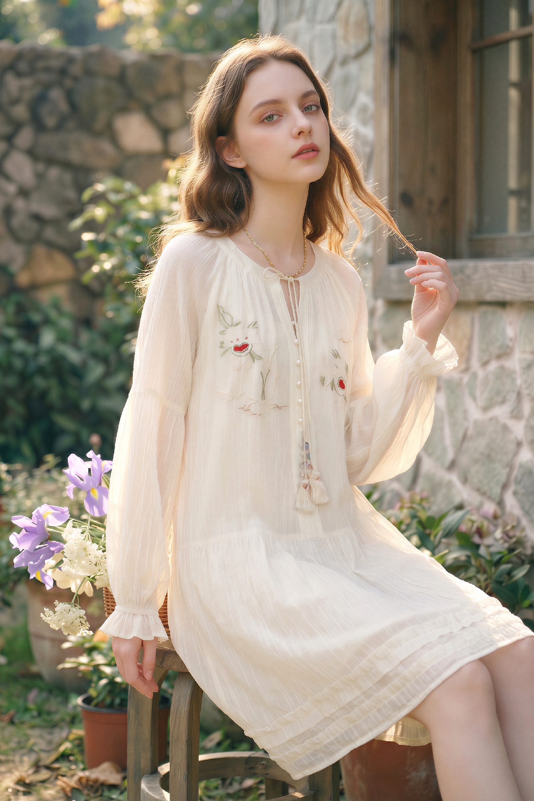 A-Line Embroidered Dress