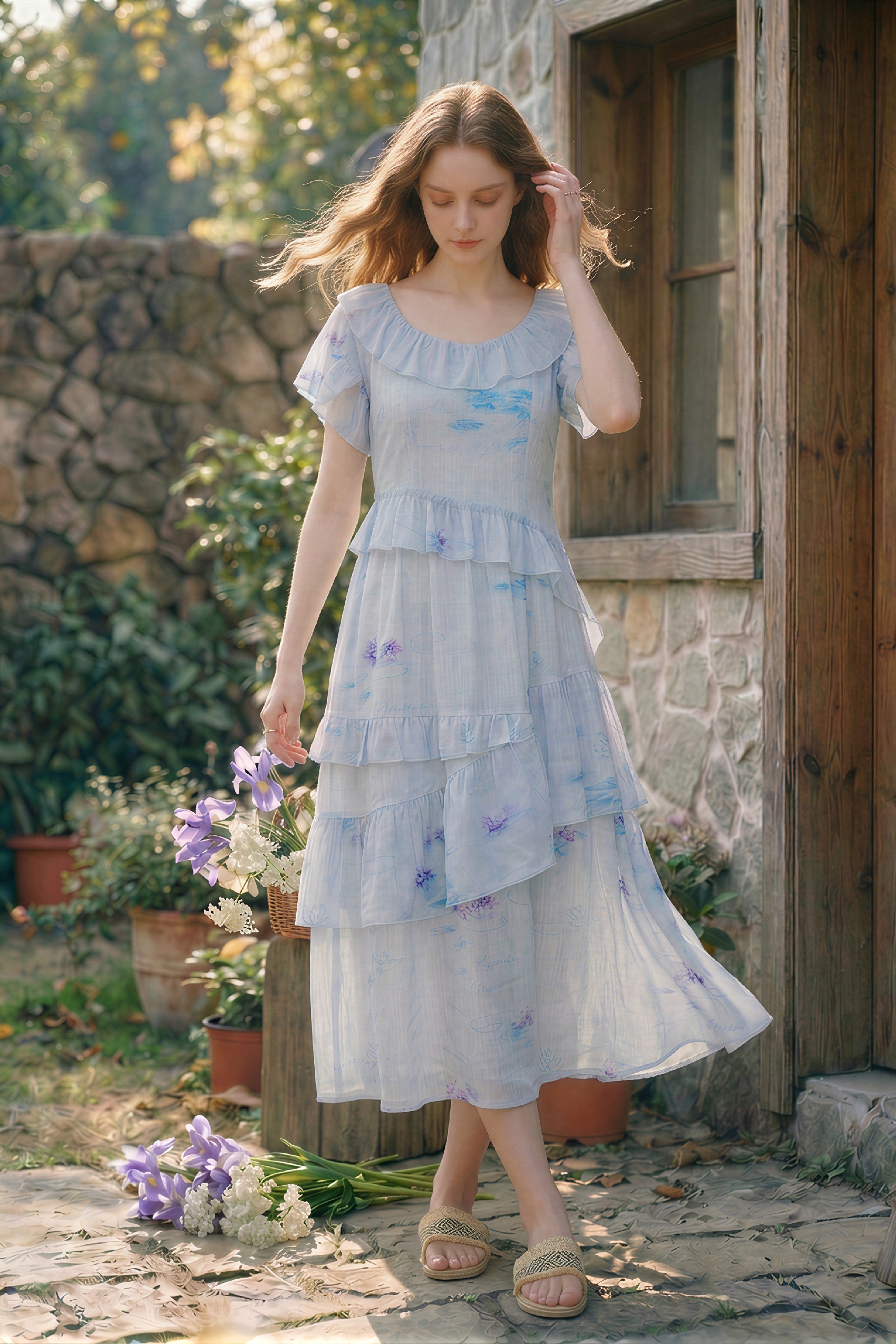 Ruffled Printed Dress