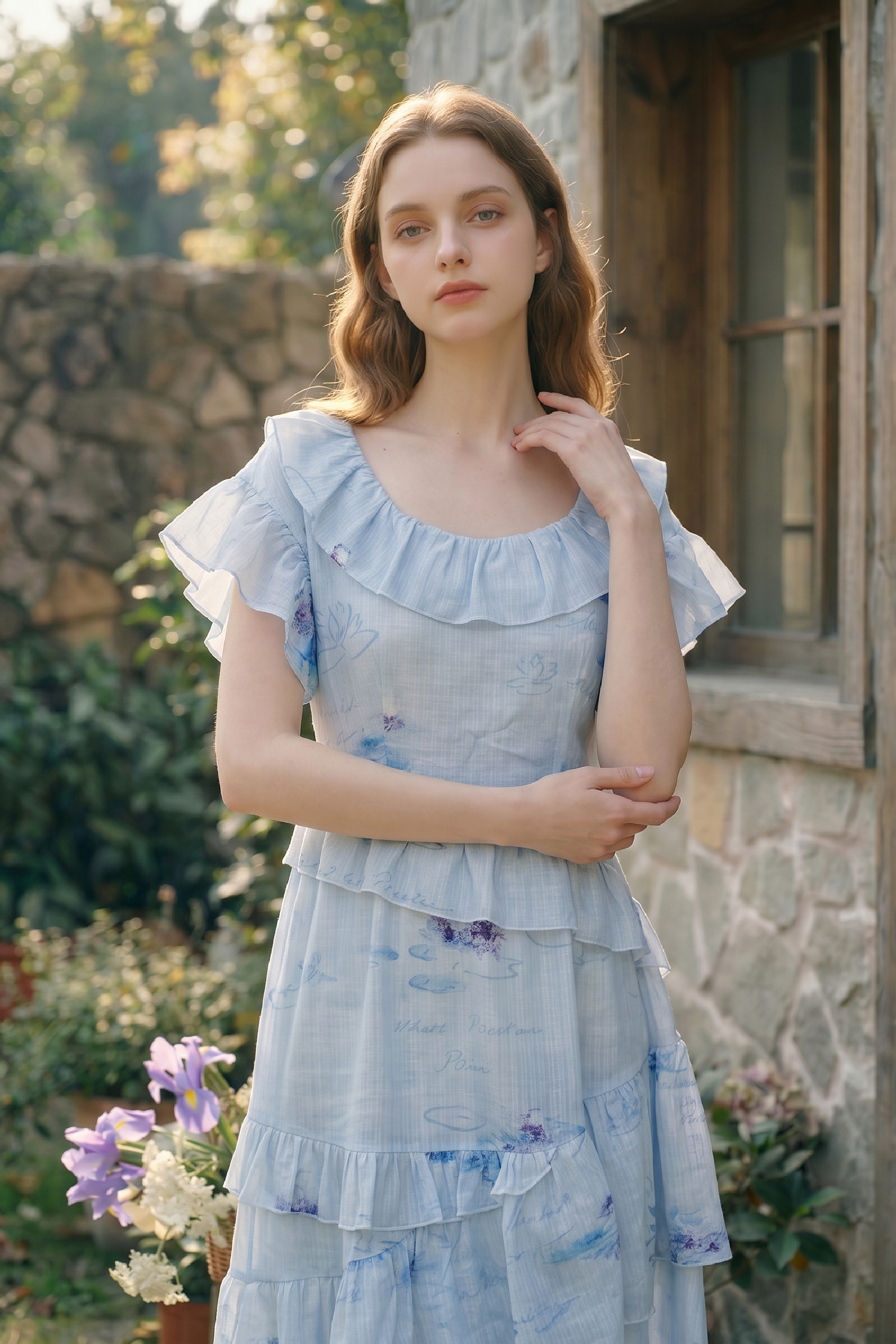 Ruffled Printed Dress