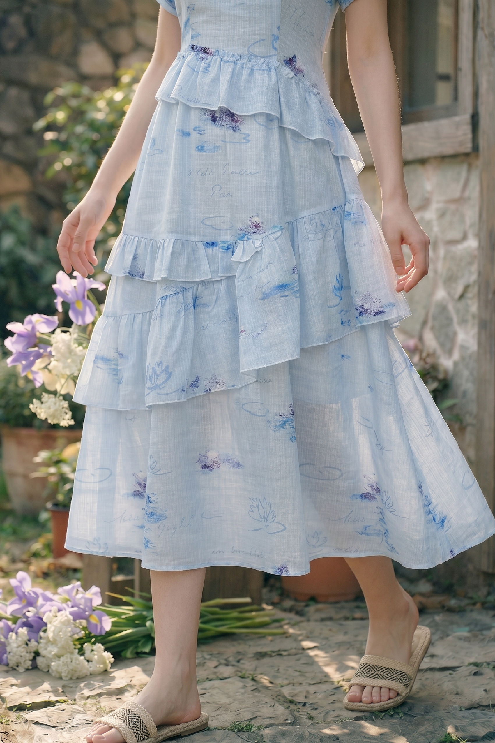 Ruffled Printed Dress