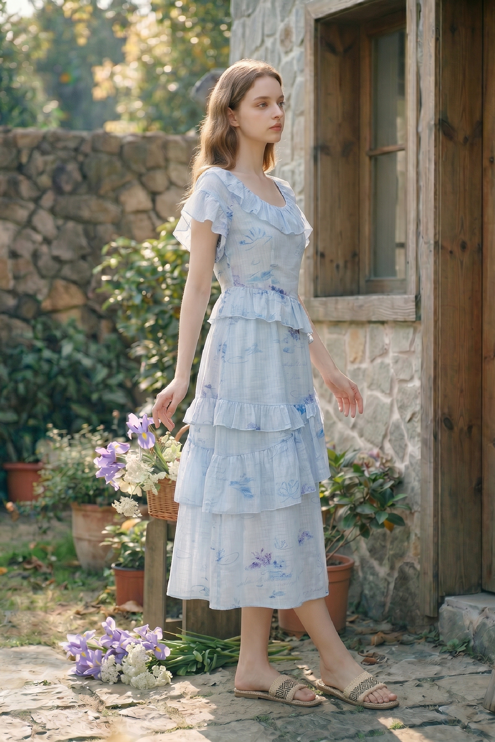 Ruffled Printed Dress