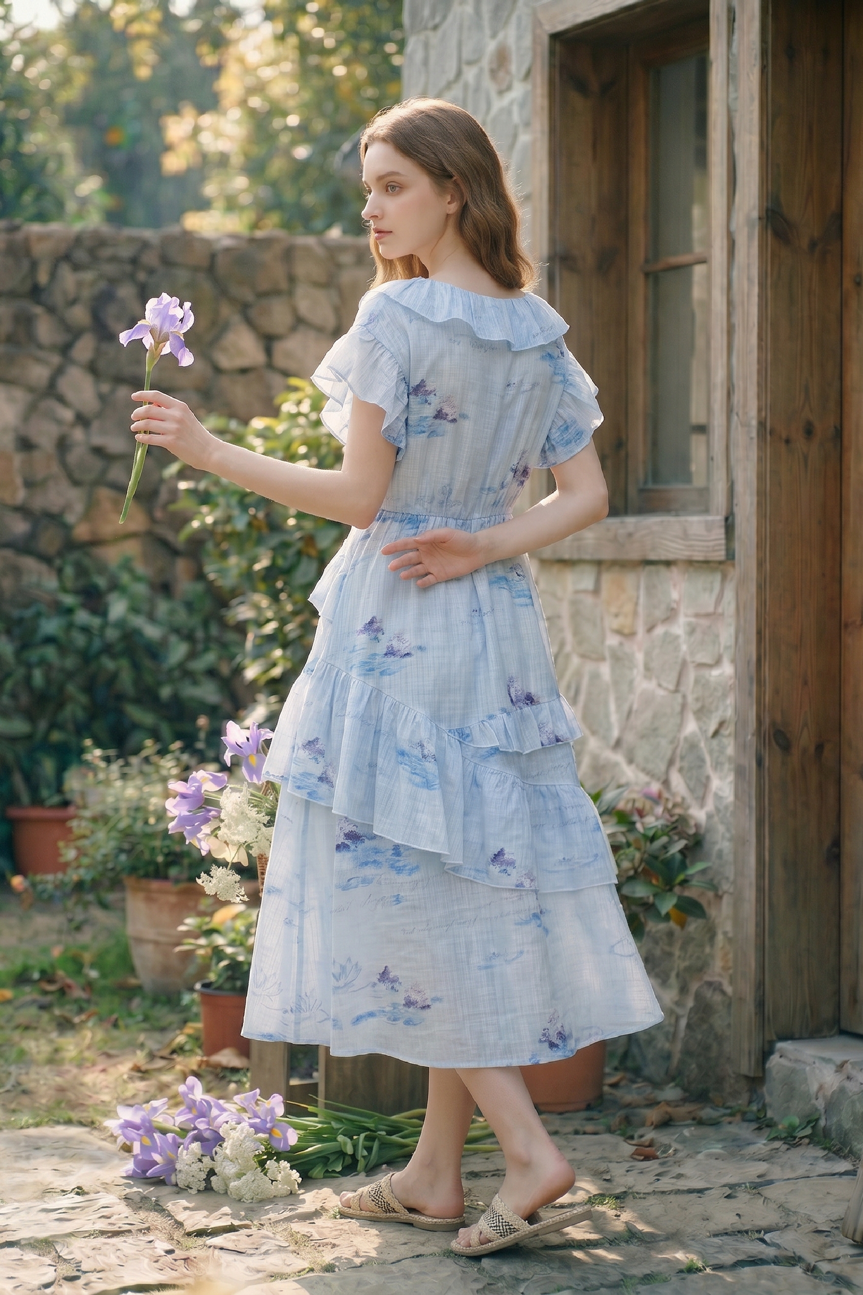 Ruffled Printed Dress
