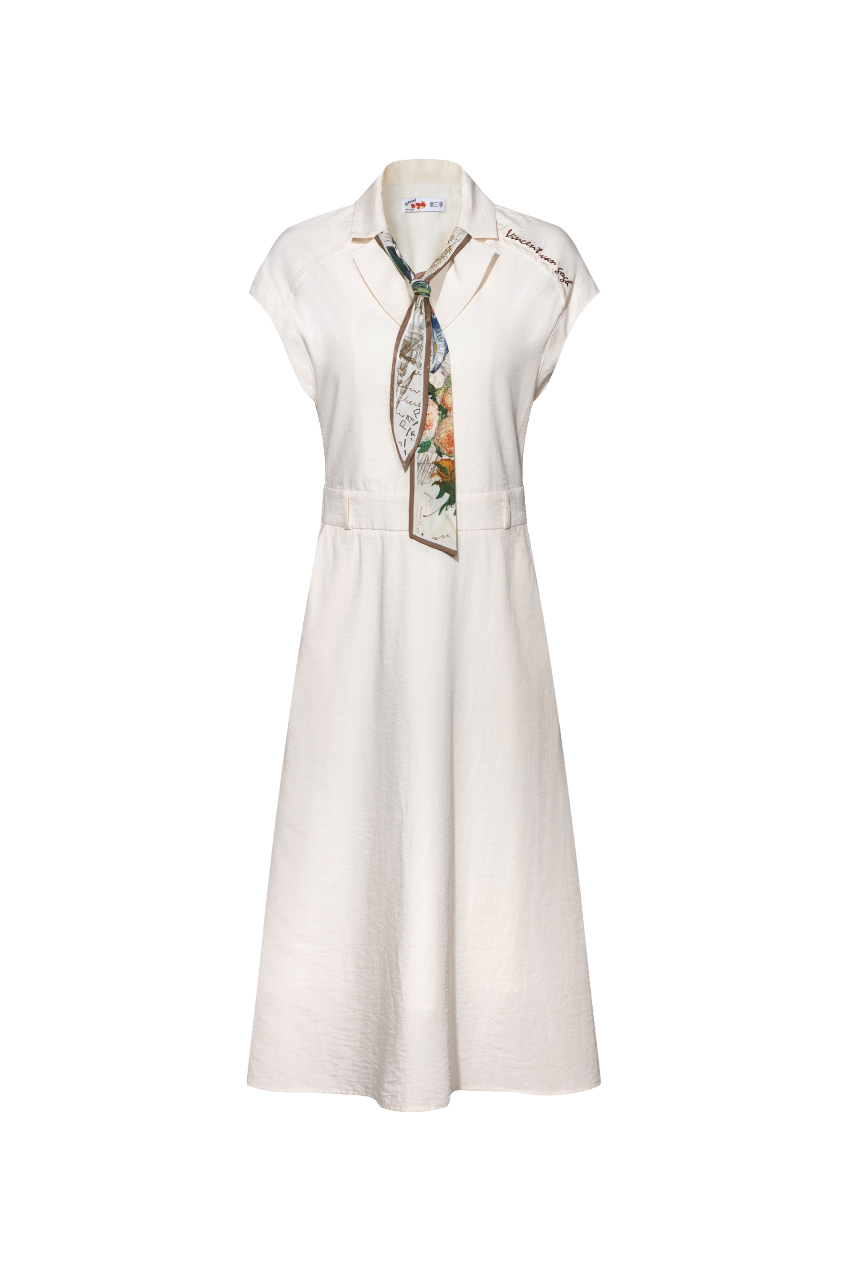 Embroidered Lapel Dress