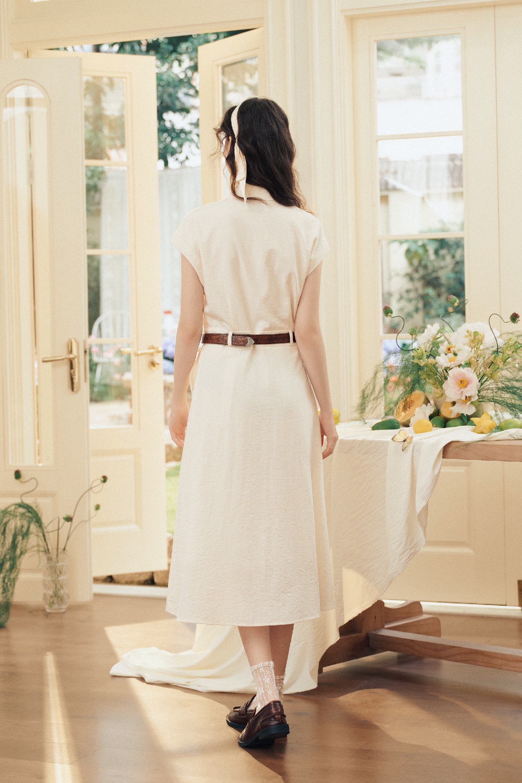 Embroidered Lapel Dress