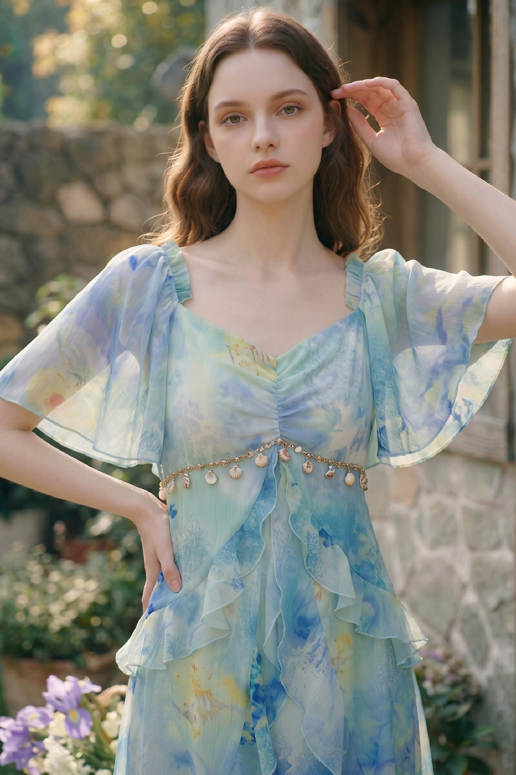 Printed V-Neck Dress