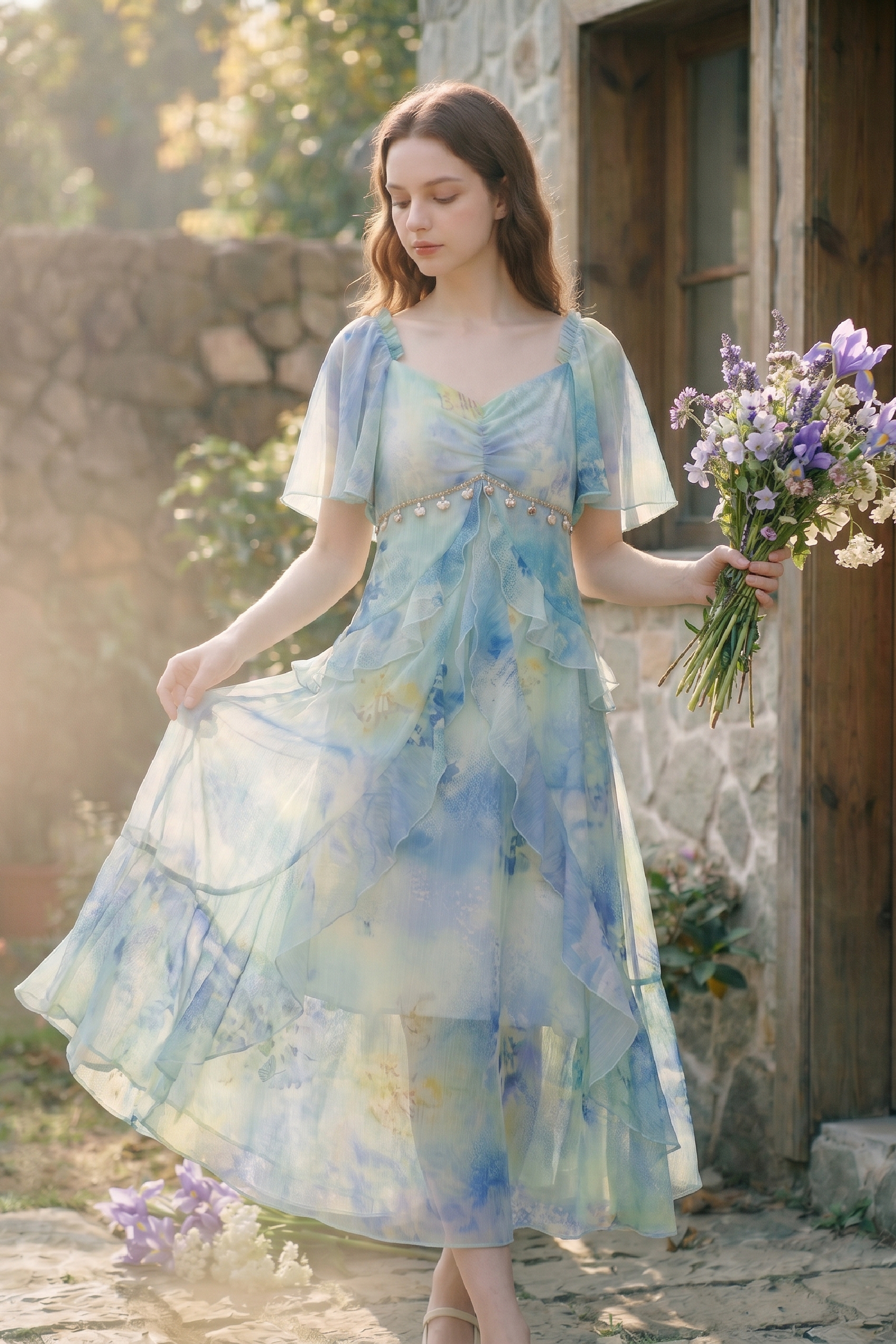 Printed V-Neck Dress