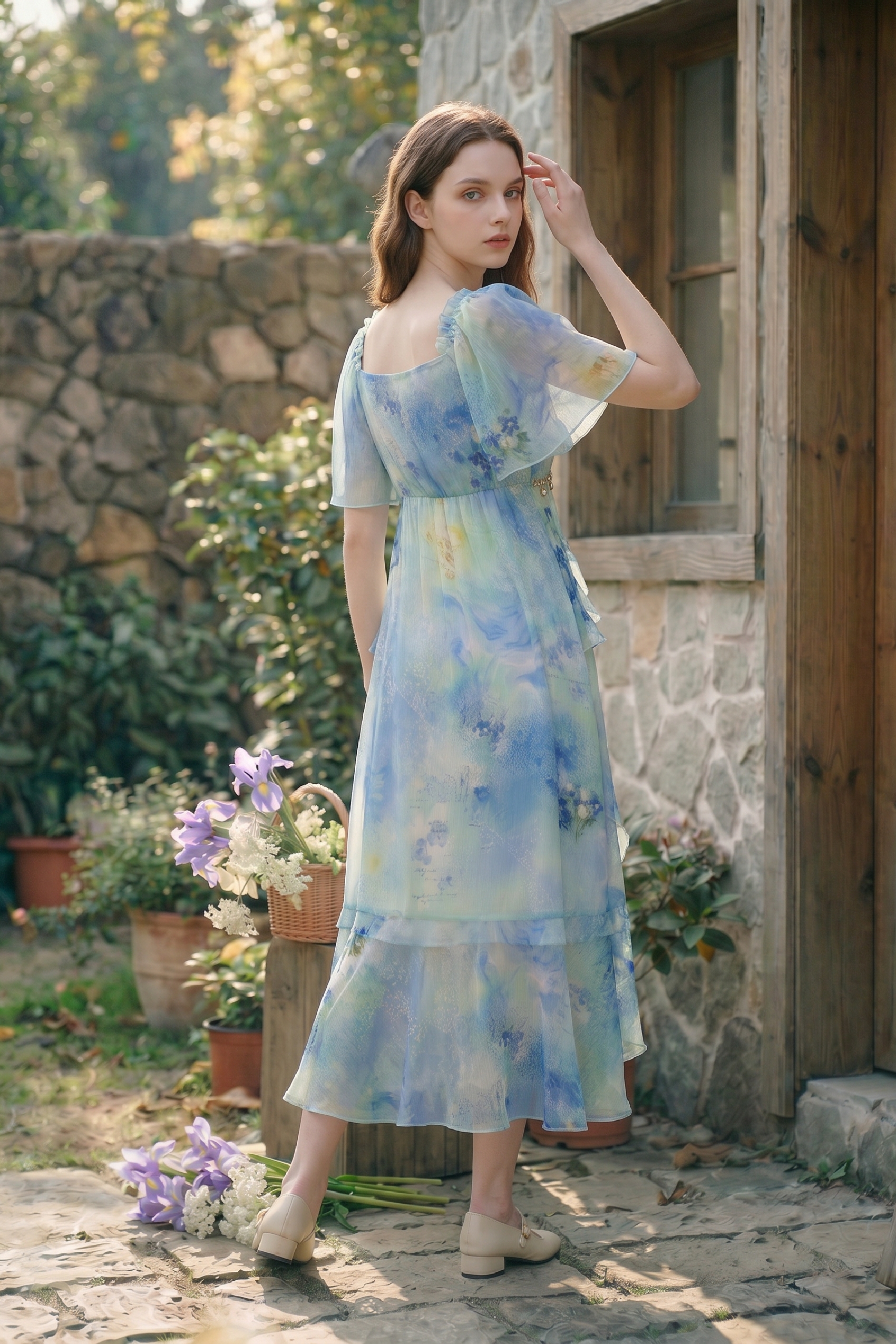 Printed V-Neck Dress