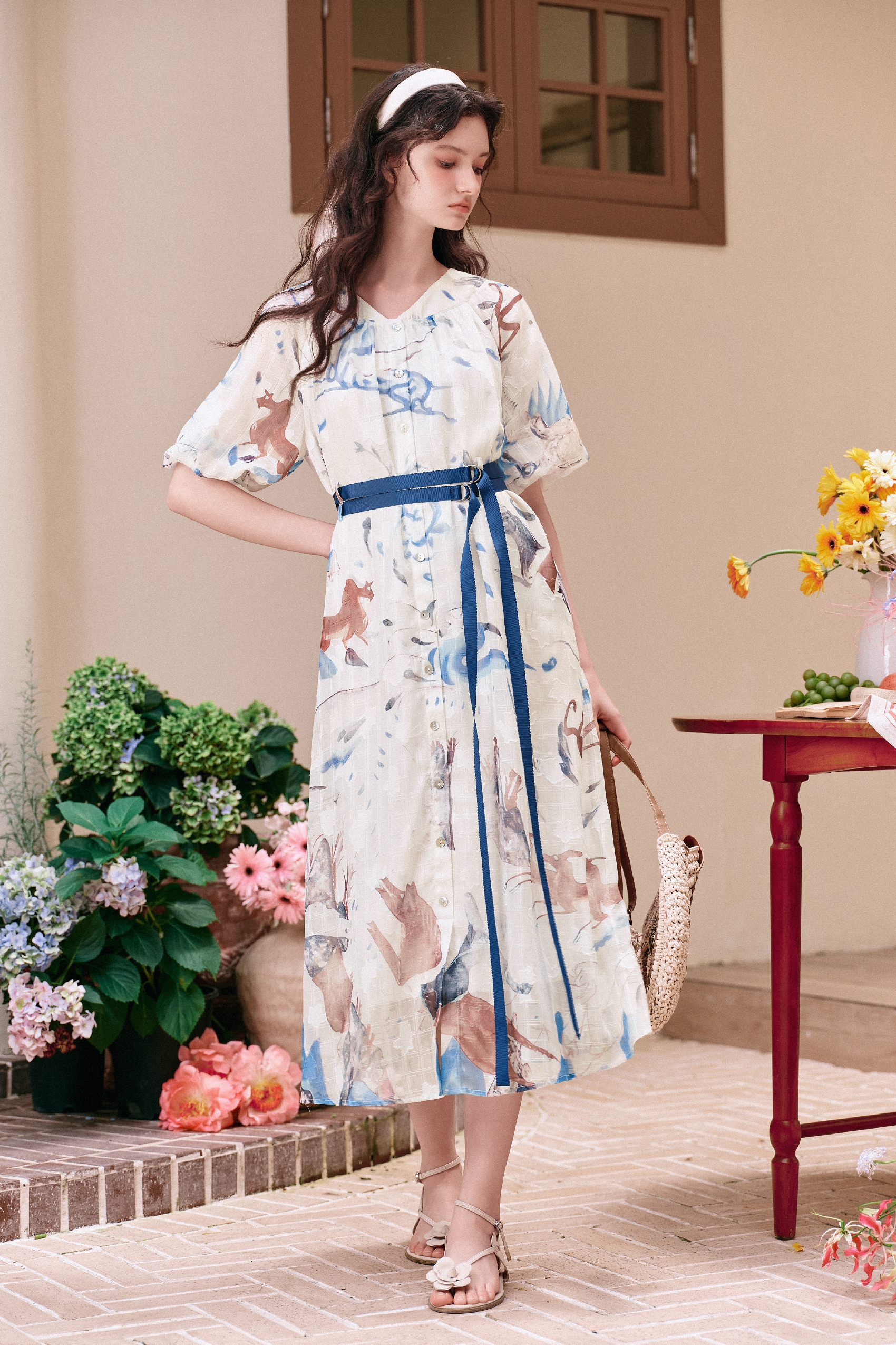 Color-block Printed Dress-LYONSENS