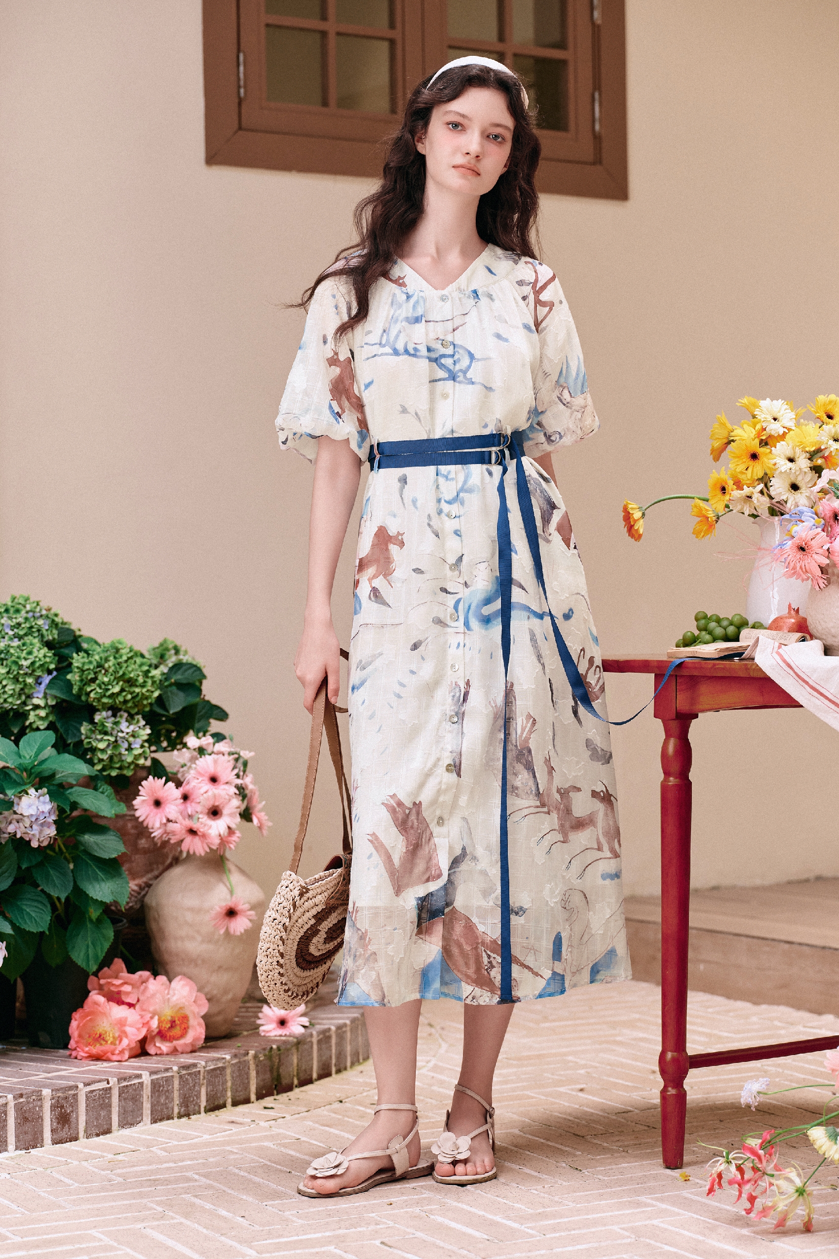 Color-block Printed Dress-LYONSENS