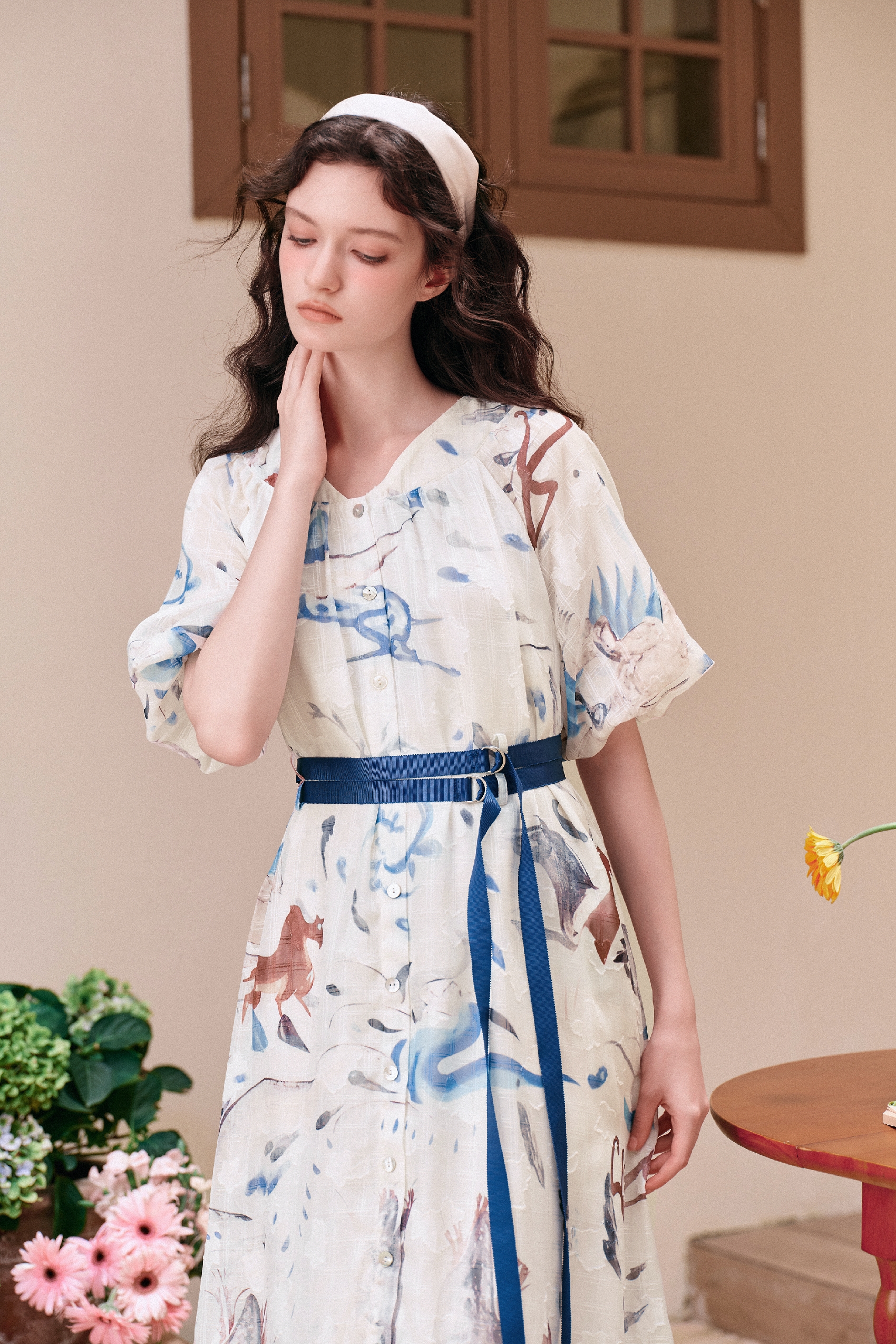 Color-block Printed Dress-LYONSENS