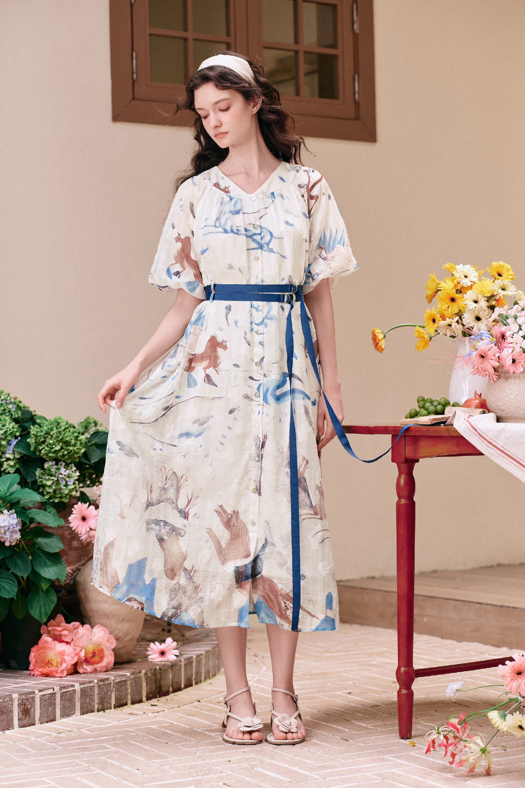Color-block Printed Dress-LYONSENS