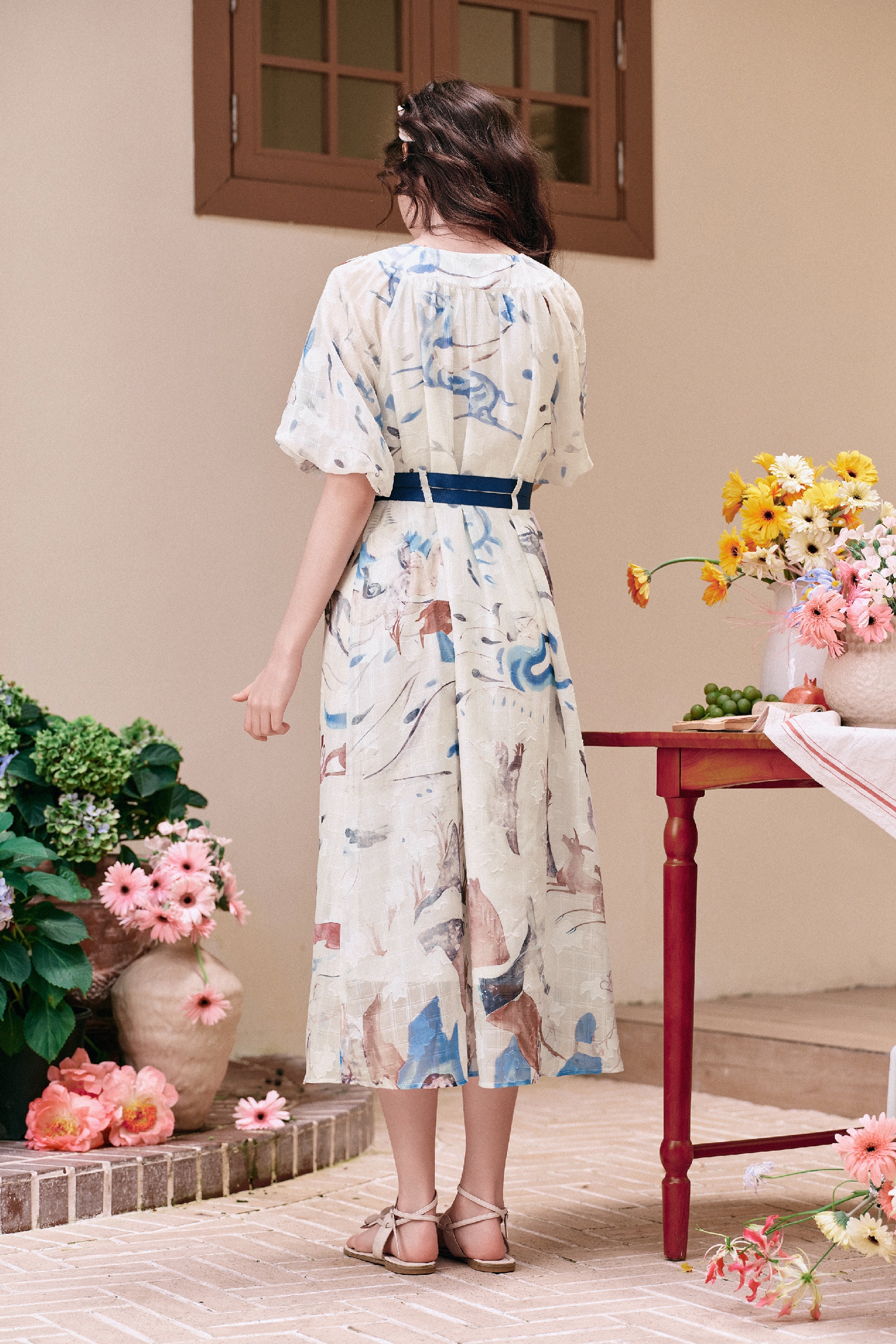 Color-block Printed Dress-LYONSENS