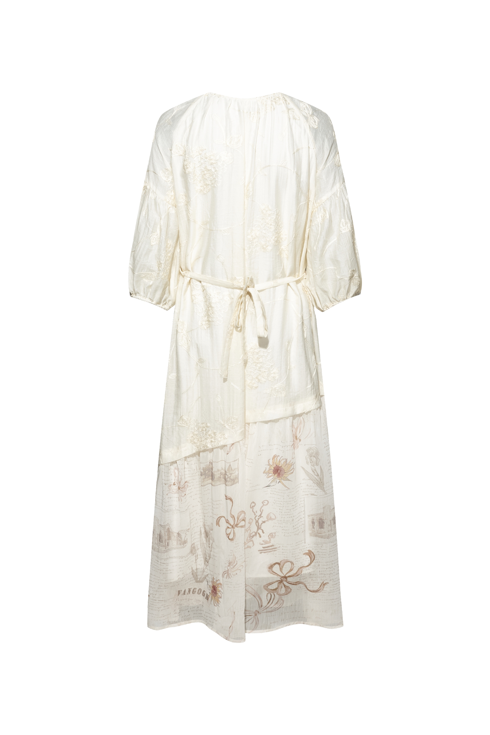 Waist-cinched Embroidered Dress