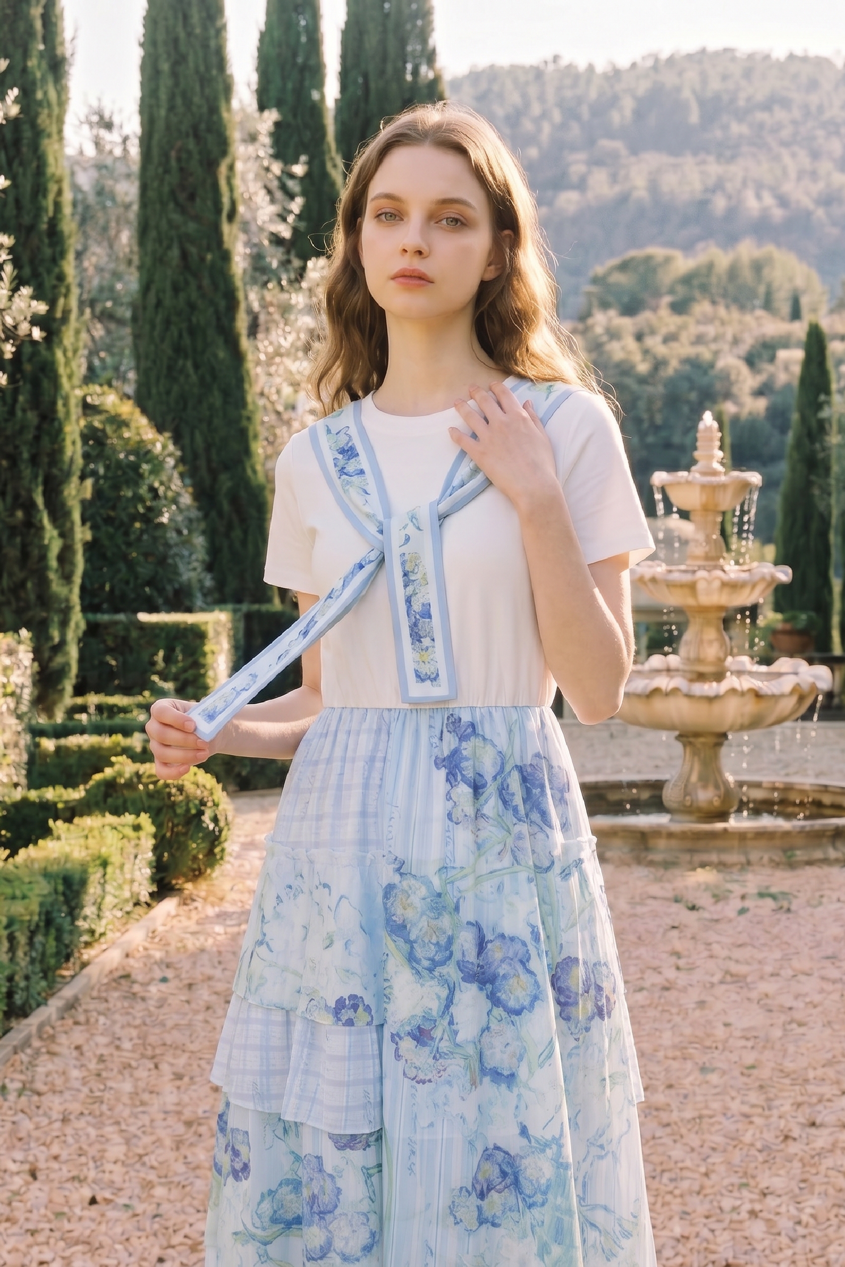 Waist-cinched Printed Dress