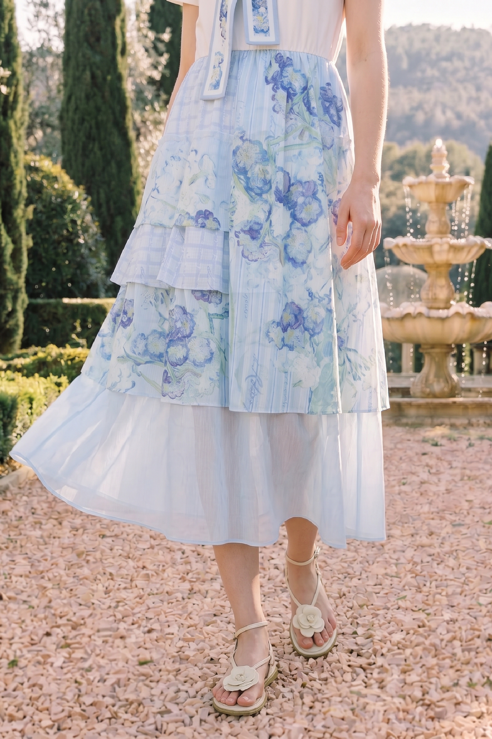 Waist-cinched Printed Dress