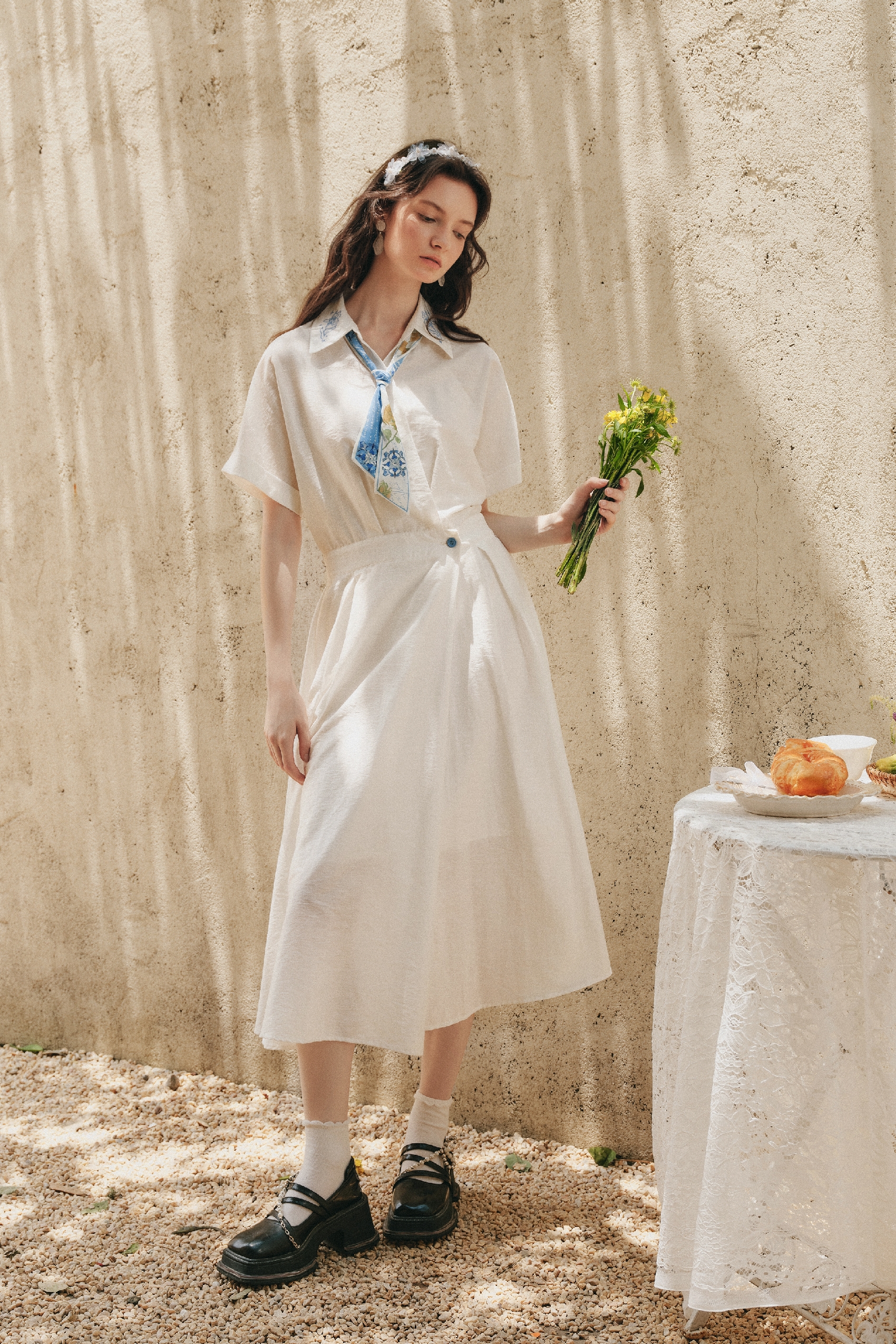 Ribbon Detail Waist Fitted Dress