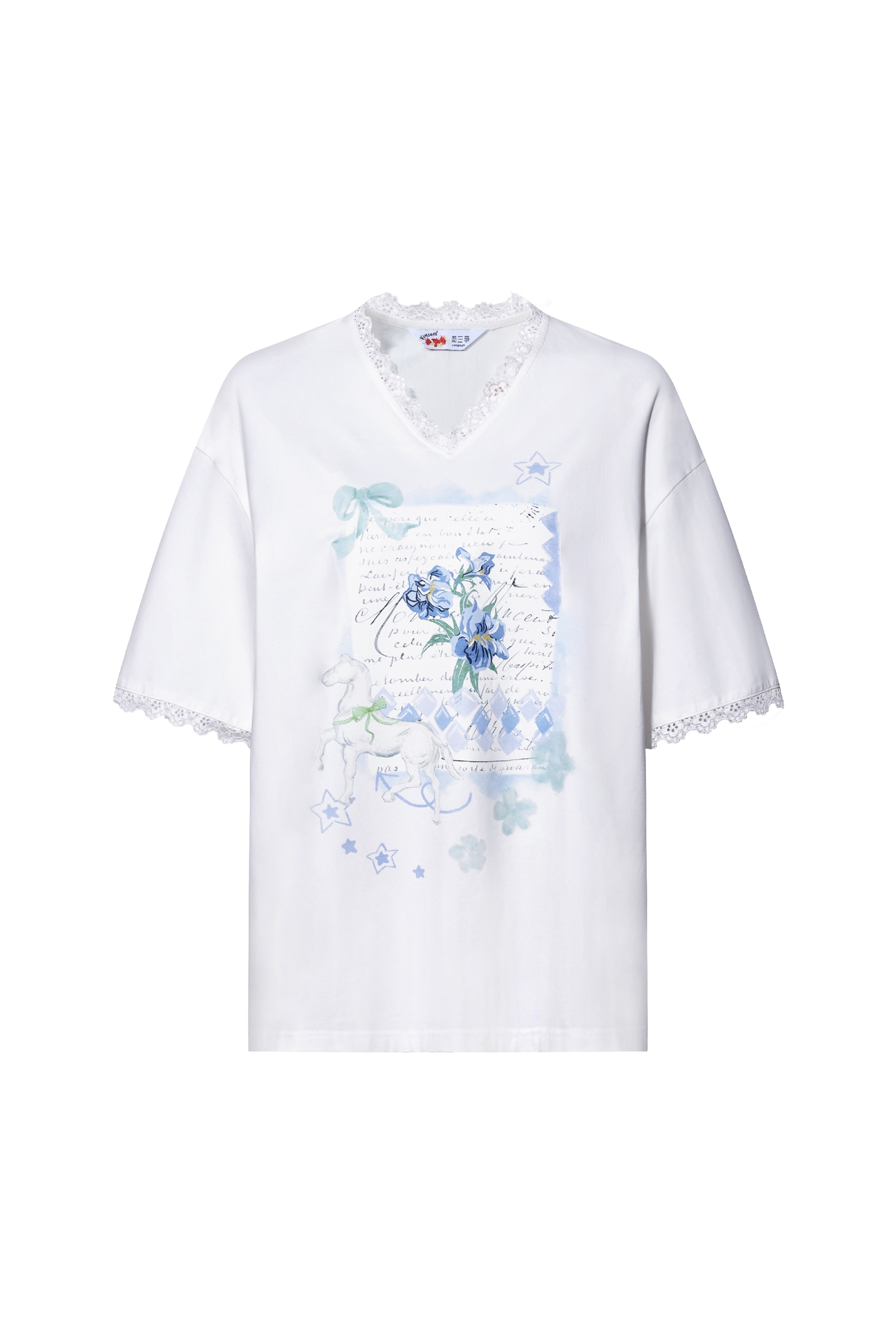 Lace Patchwork T-Shirt-LYONSENS