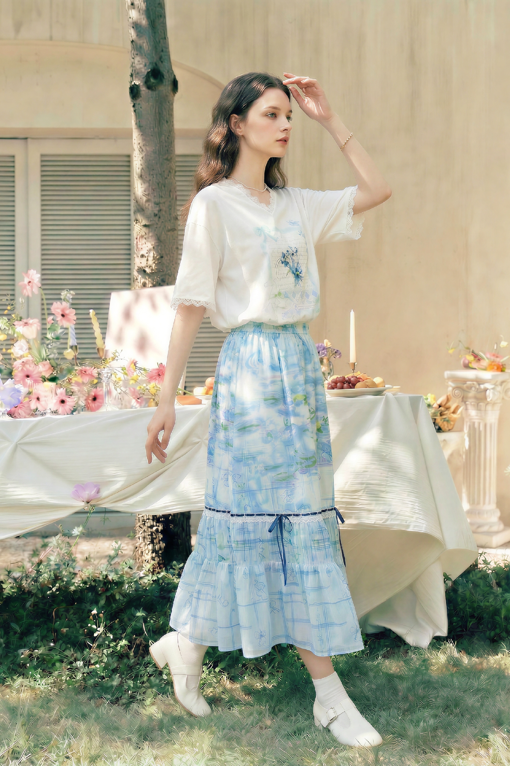 Lace Patchwork T-Shirt-LYONSENS