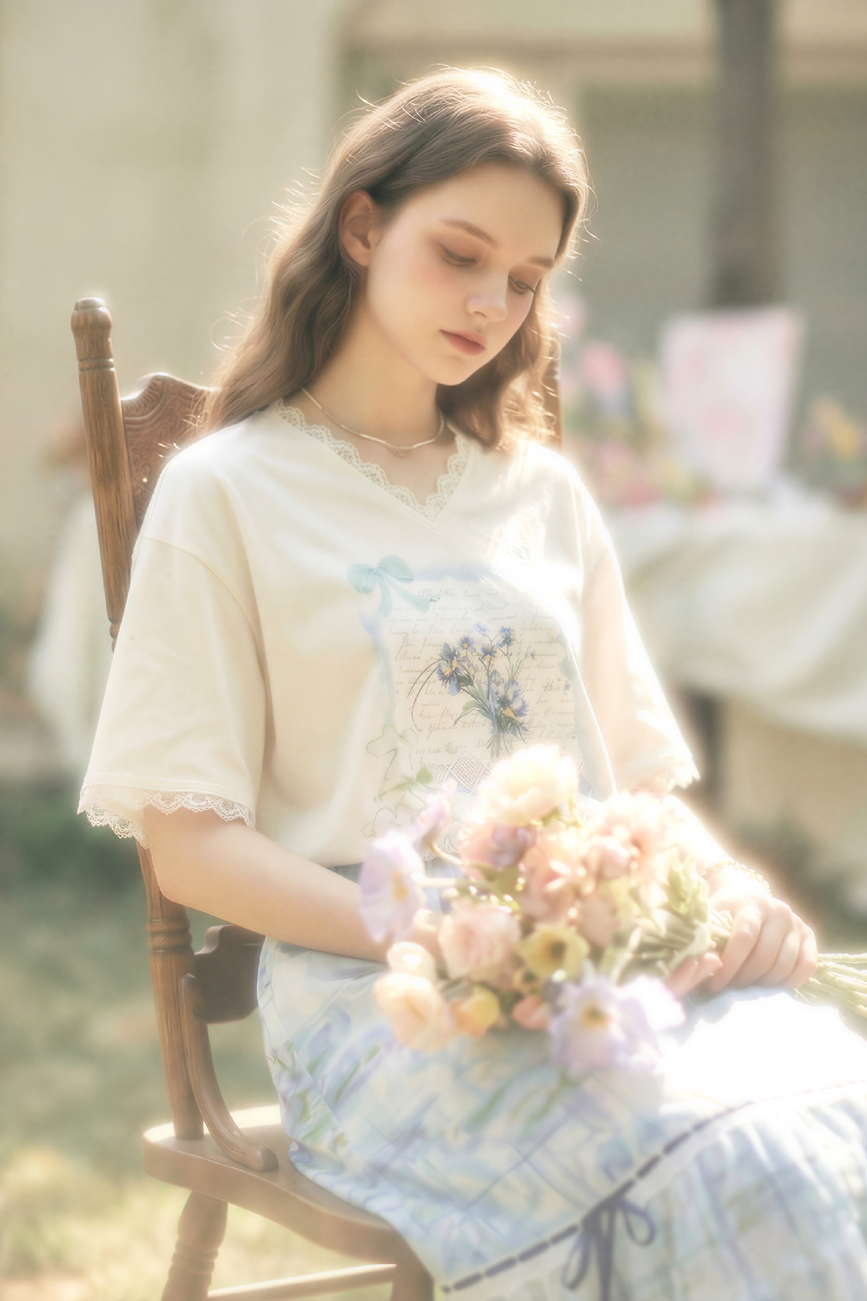 Lace Patchwork T-Shirt-LYONSENS