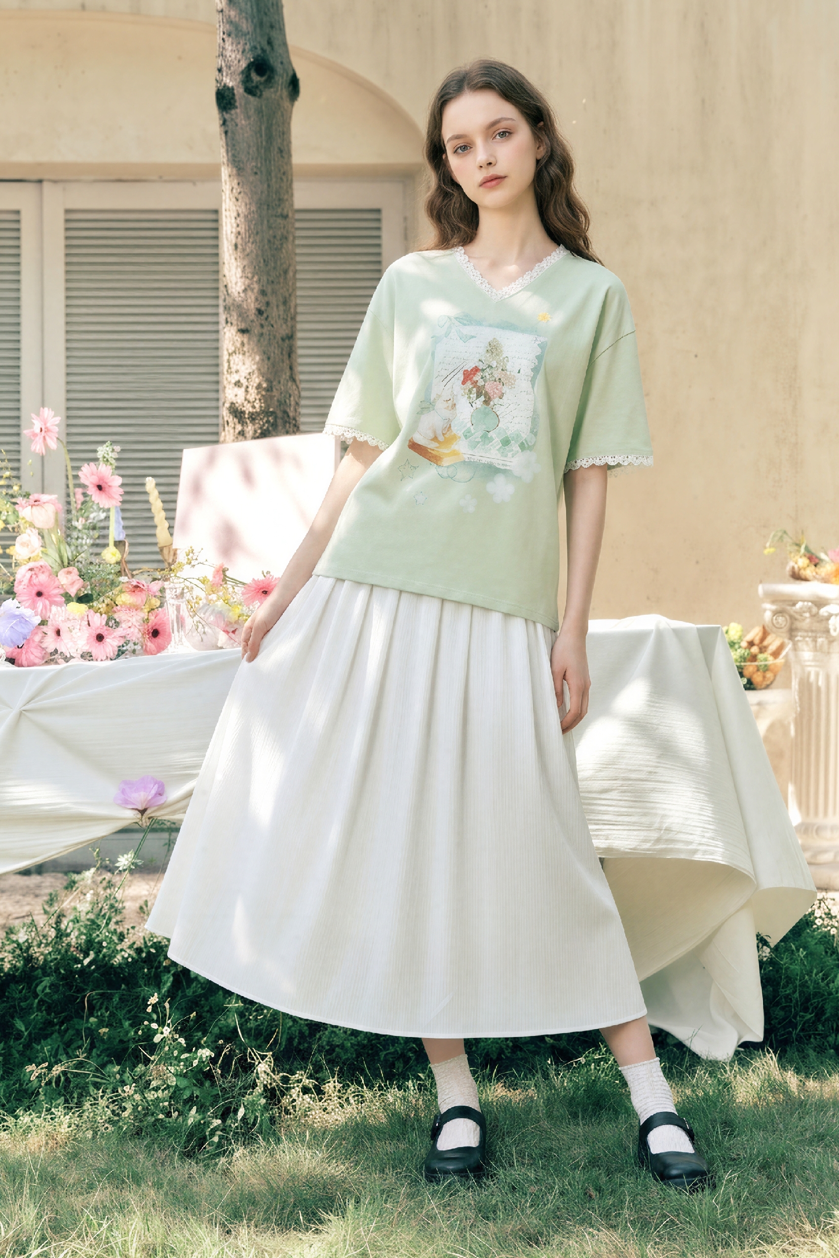 Lace Patchwork T-Shirt-LYONSENS