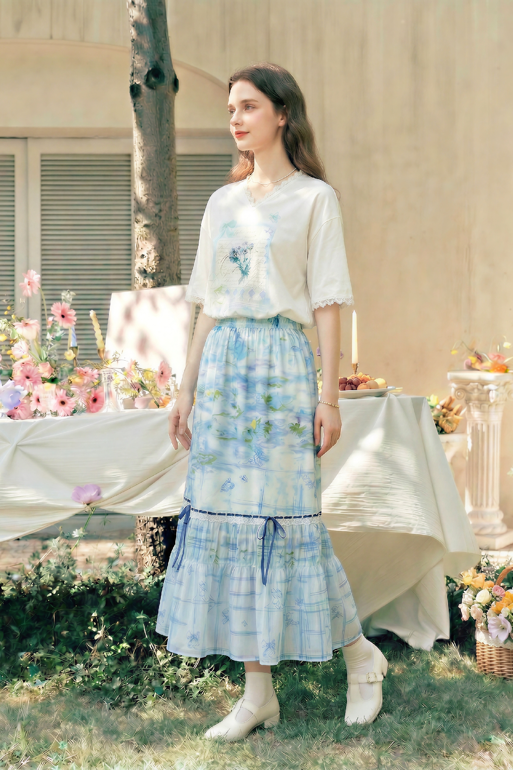 Lace Patchwork T-Shirt-LYONSENS