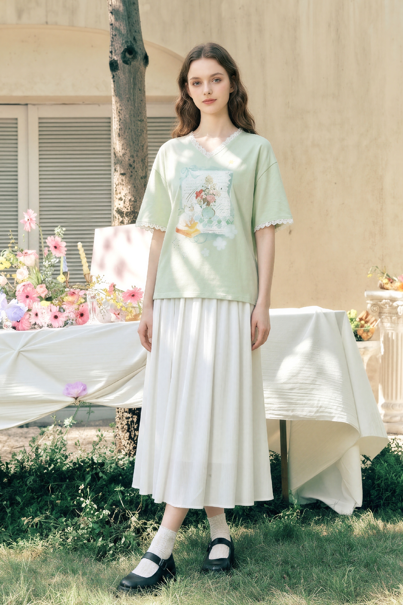 Lace Patchwork T-Shirt-LYONSENS