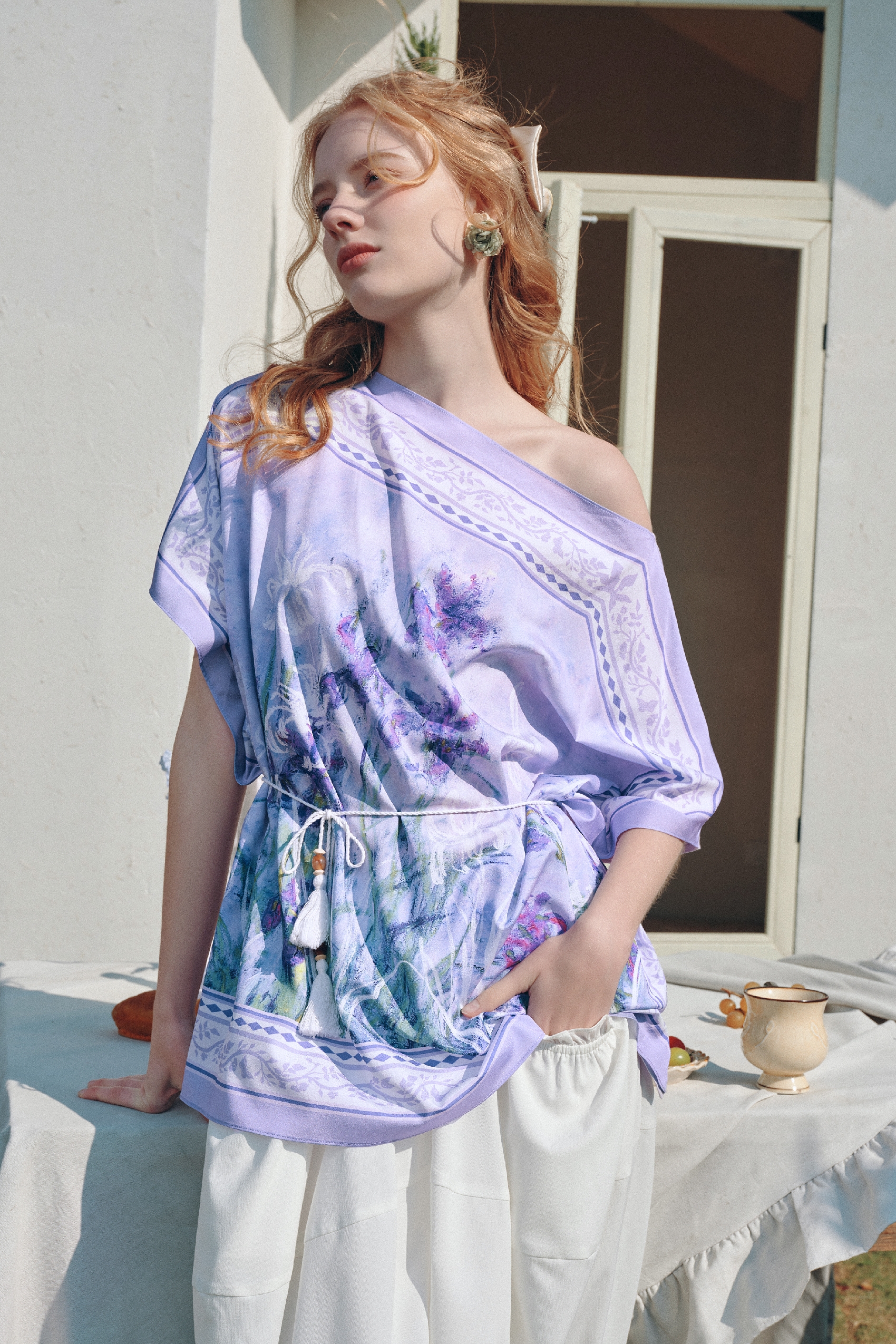 Off-Shoulder Printed T-Shirt