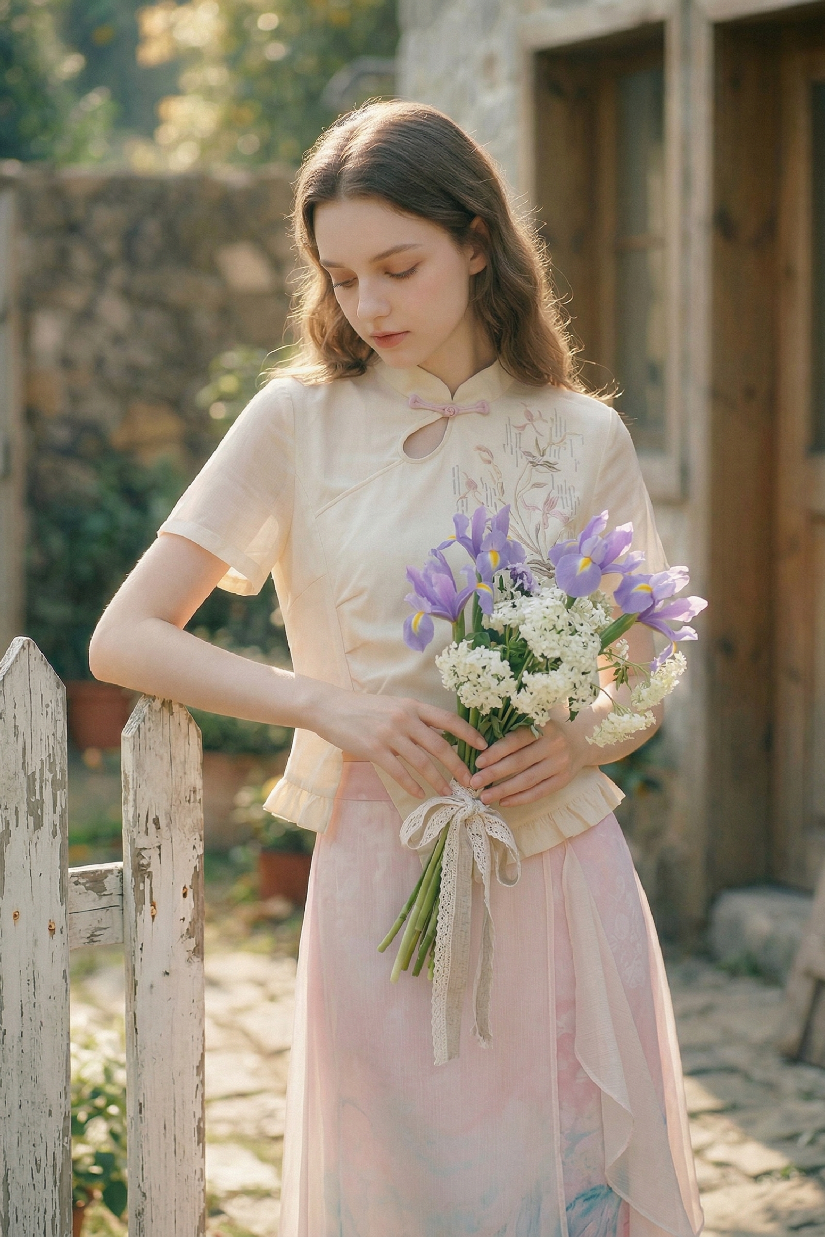 Embroidered Frog Button T-Shirt