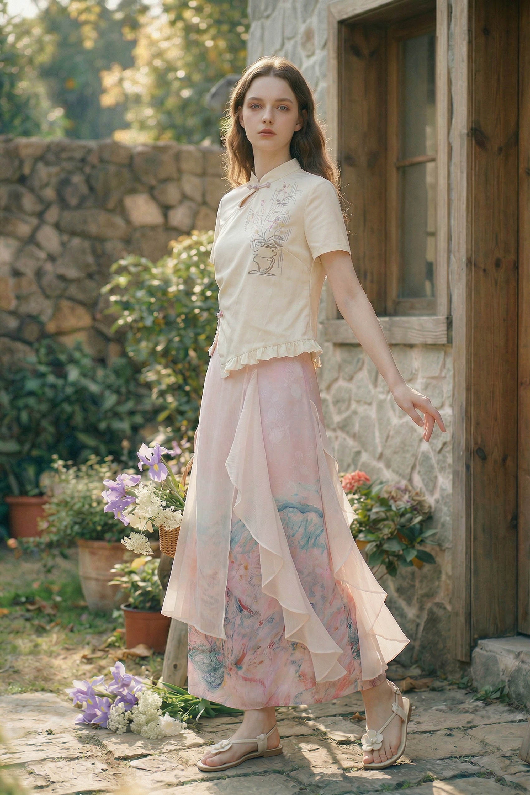 Embroidered Frog Button T-Shirt