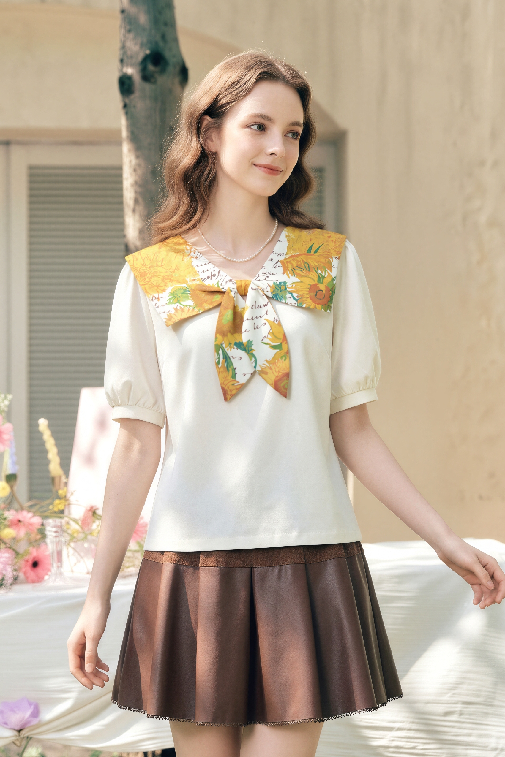 White Sailor Collar T-Shirt