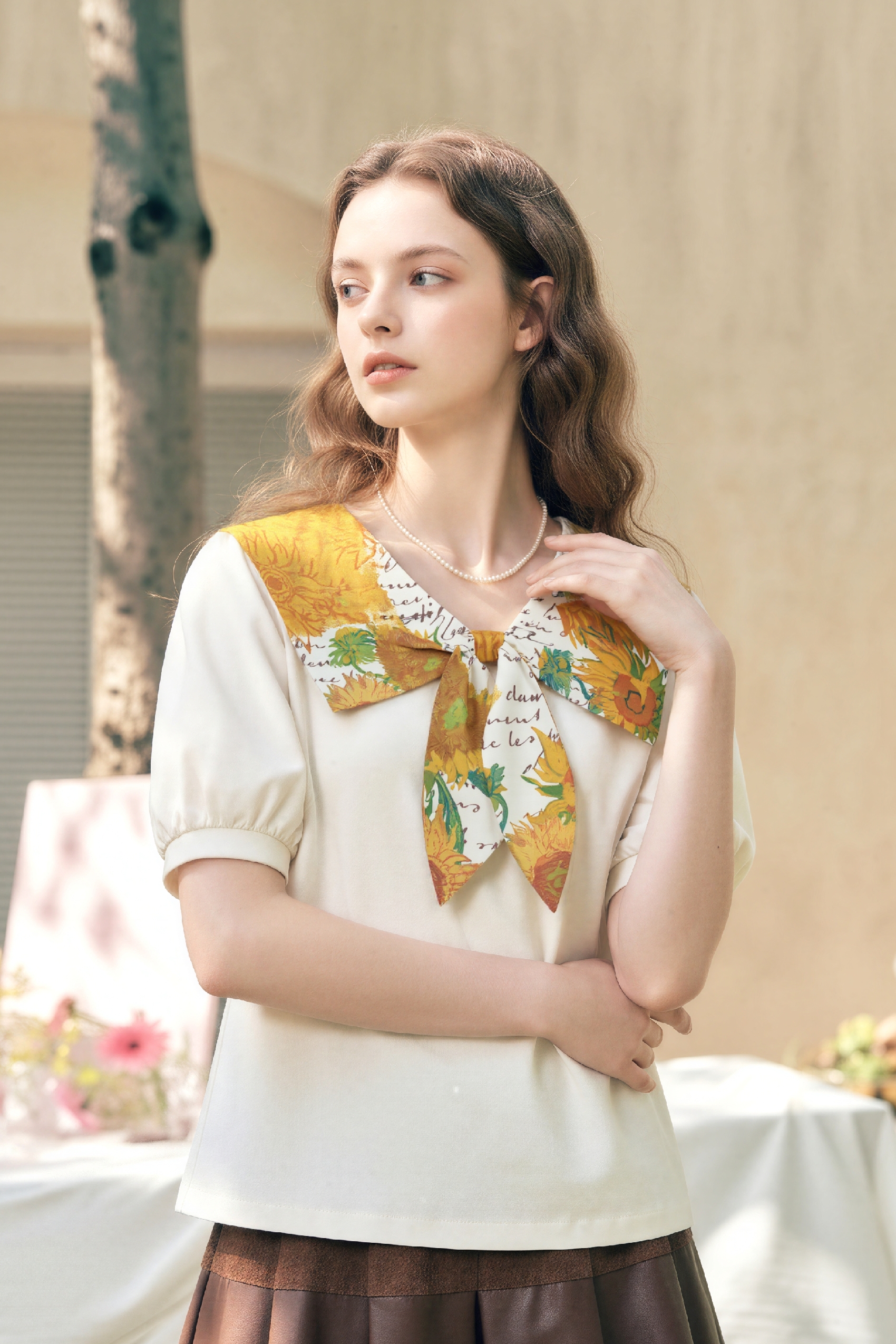 White Sailor Collar T-Shirt