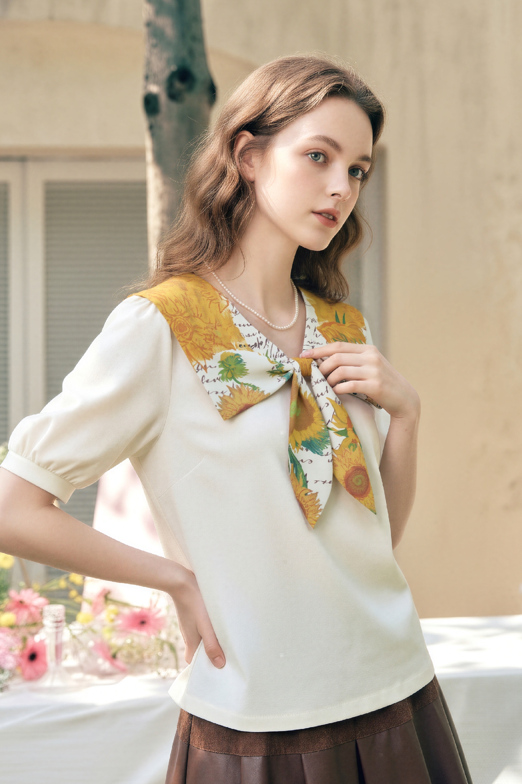 White Sailor Collar T-Shirt