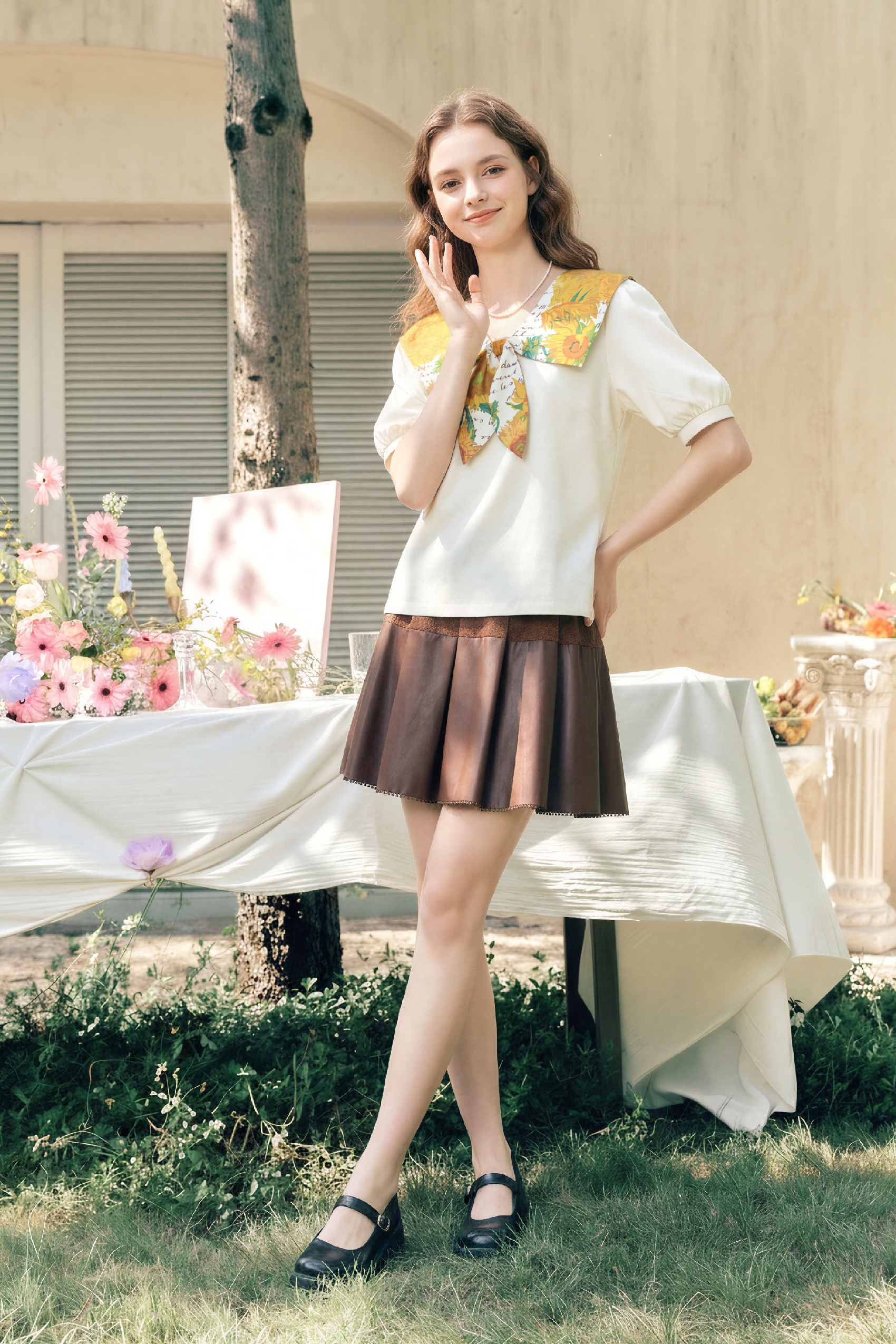 White Sailor Collar T-Shirt