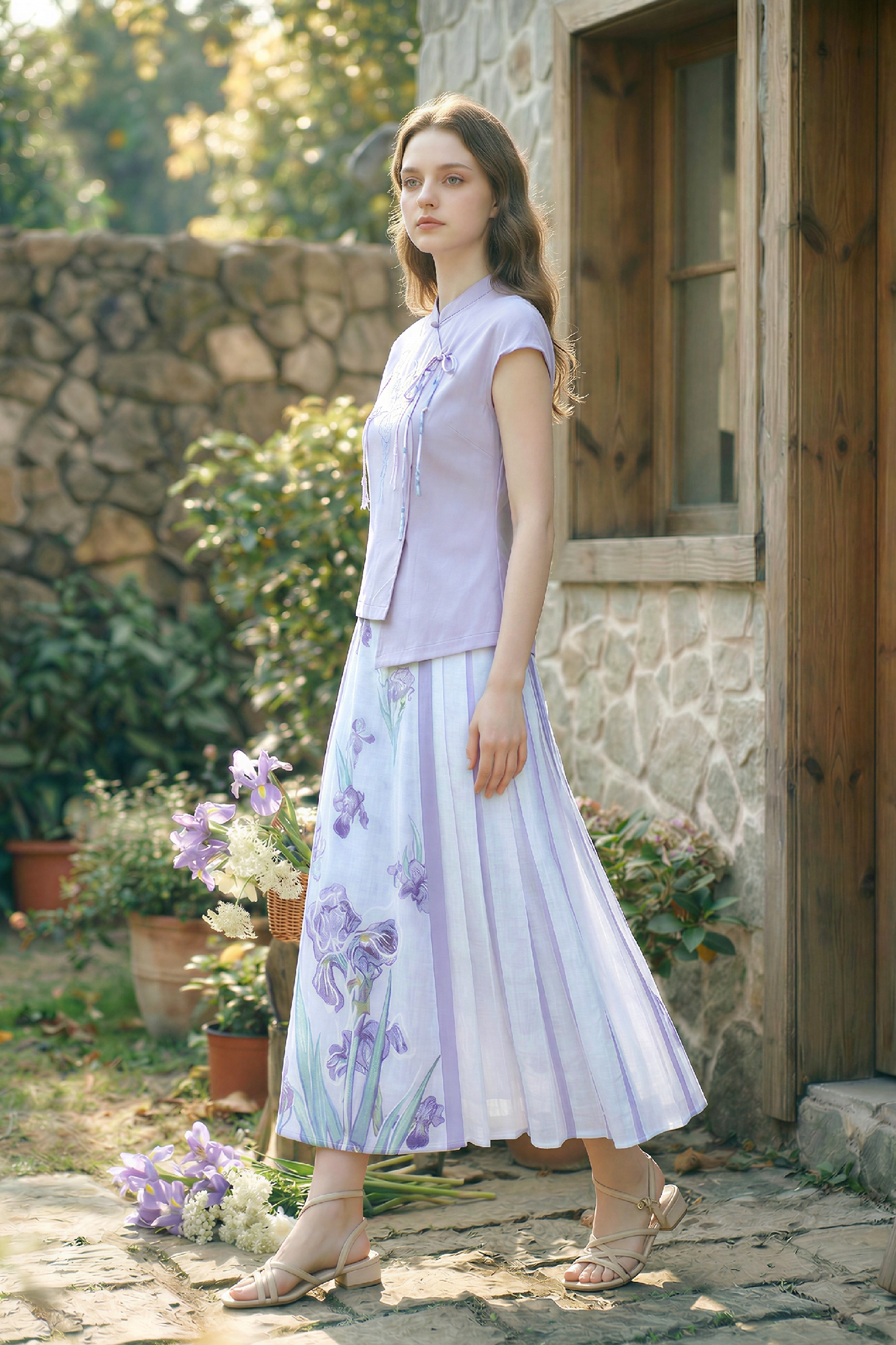 Ruffled Embroidered T-Shirt