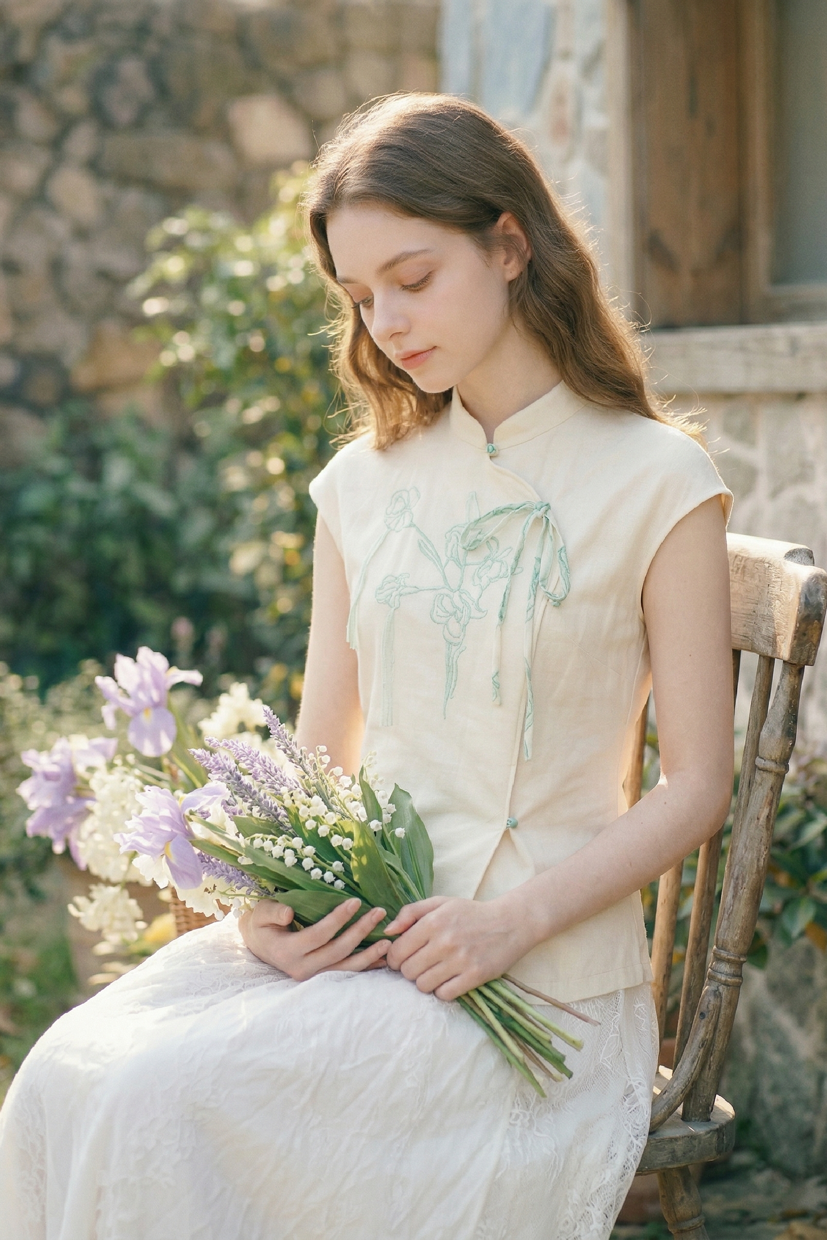 Ruffled Embroidered T-Shirt
