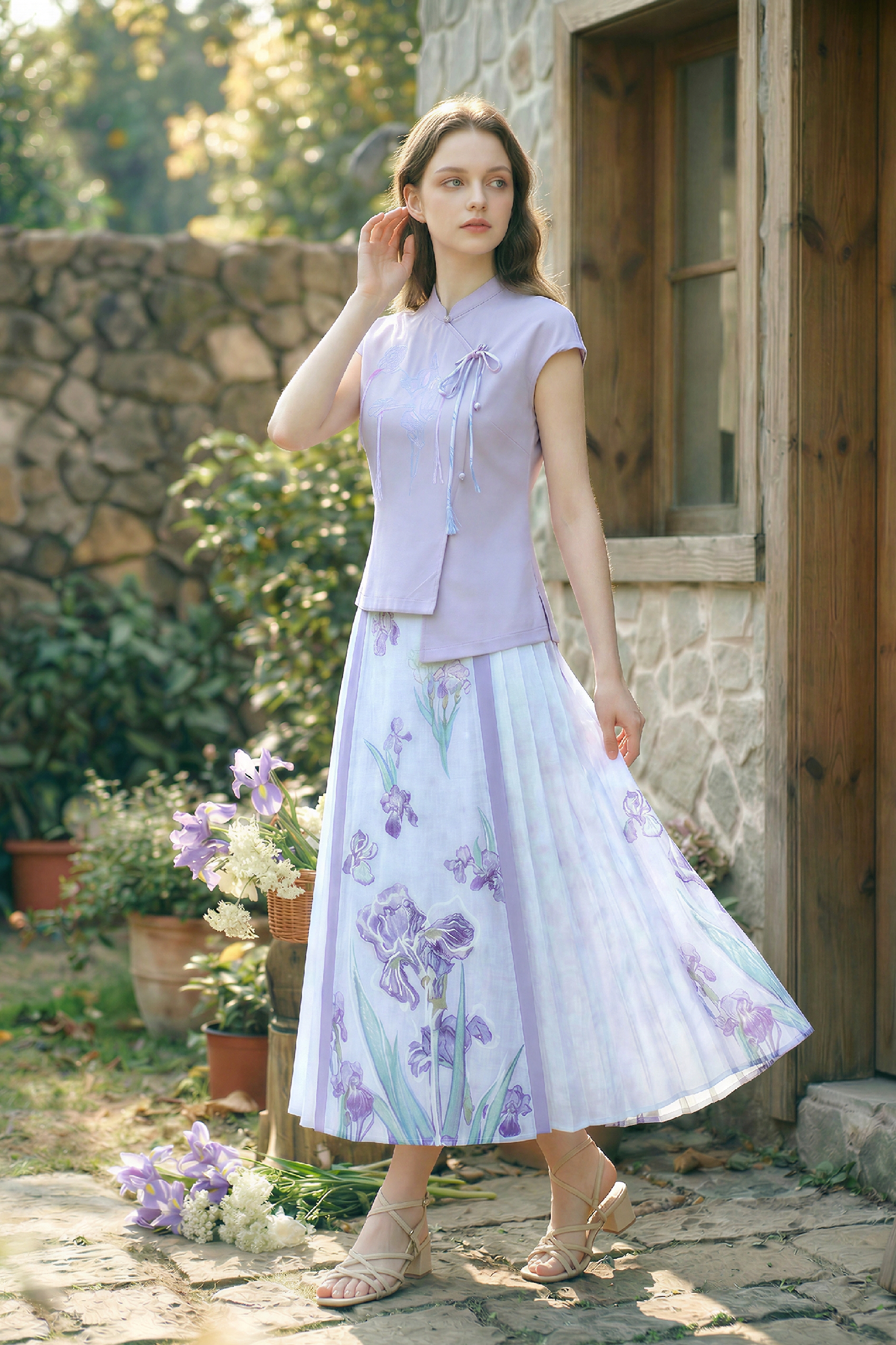 Ruffled Embroidered T-Shirt