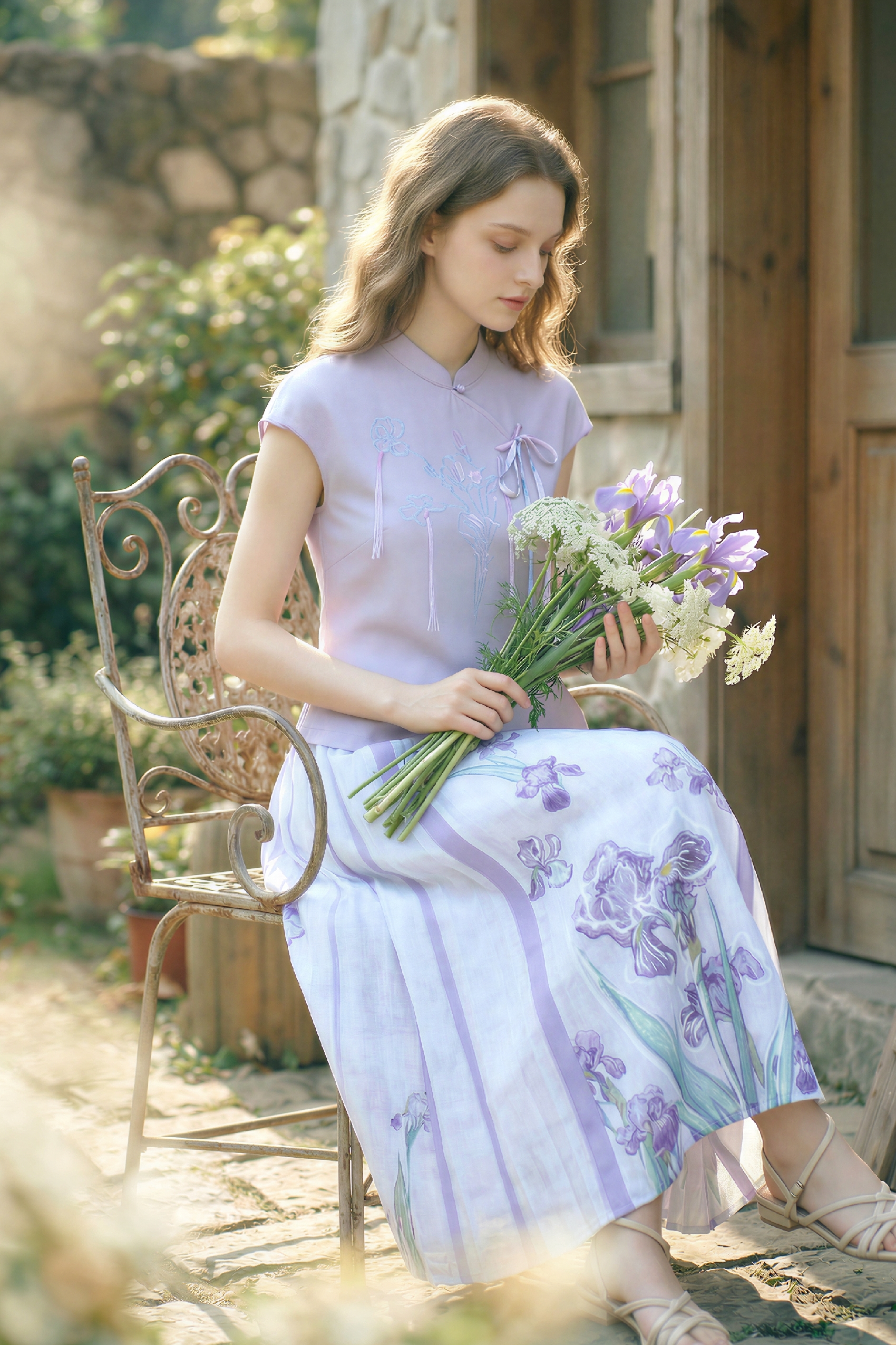 Ruffled Embroidered T-Shirt