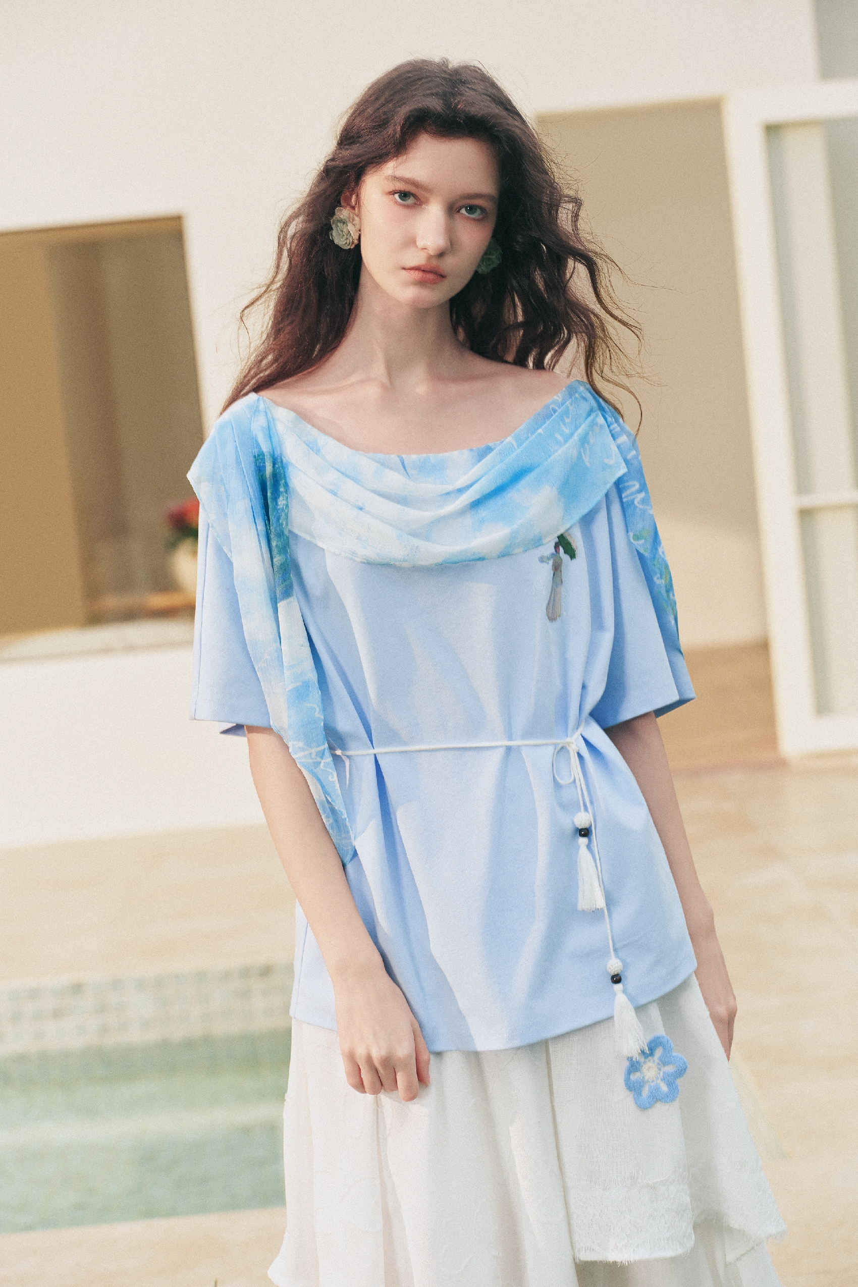 Off-Shoulder Printed T-Shirt