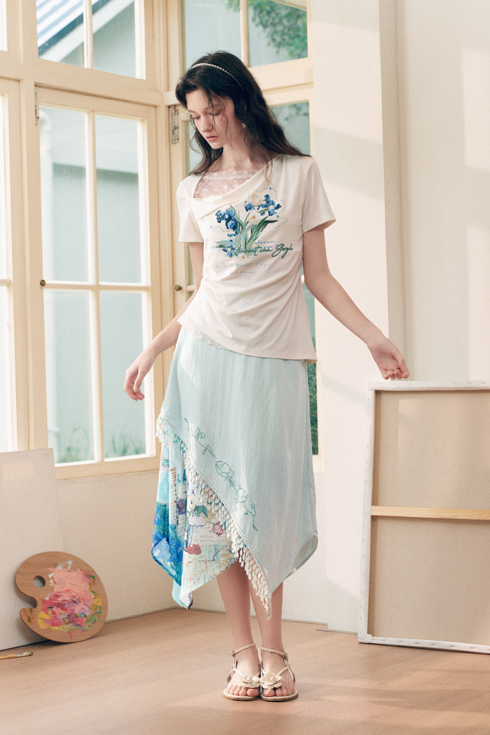 Lace Printed T-Shirt-LYONSENS