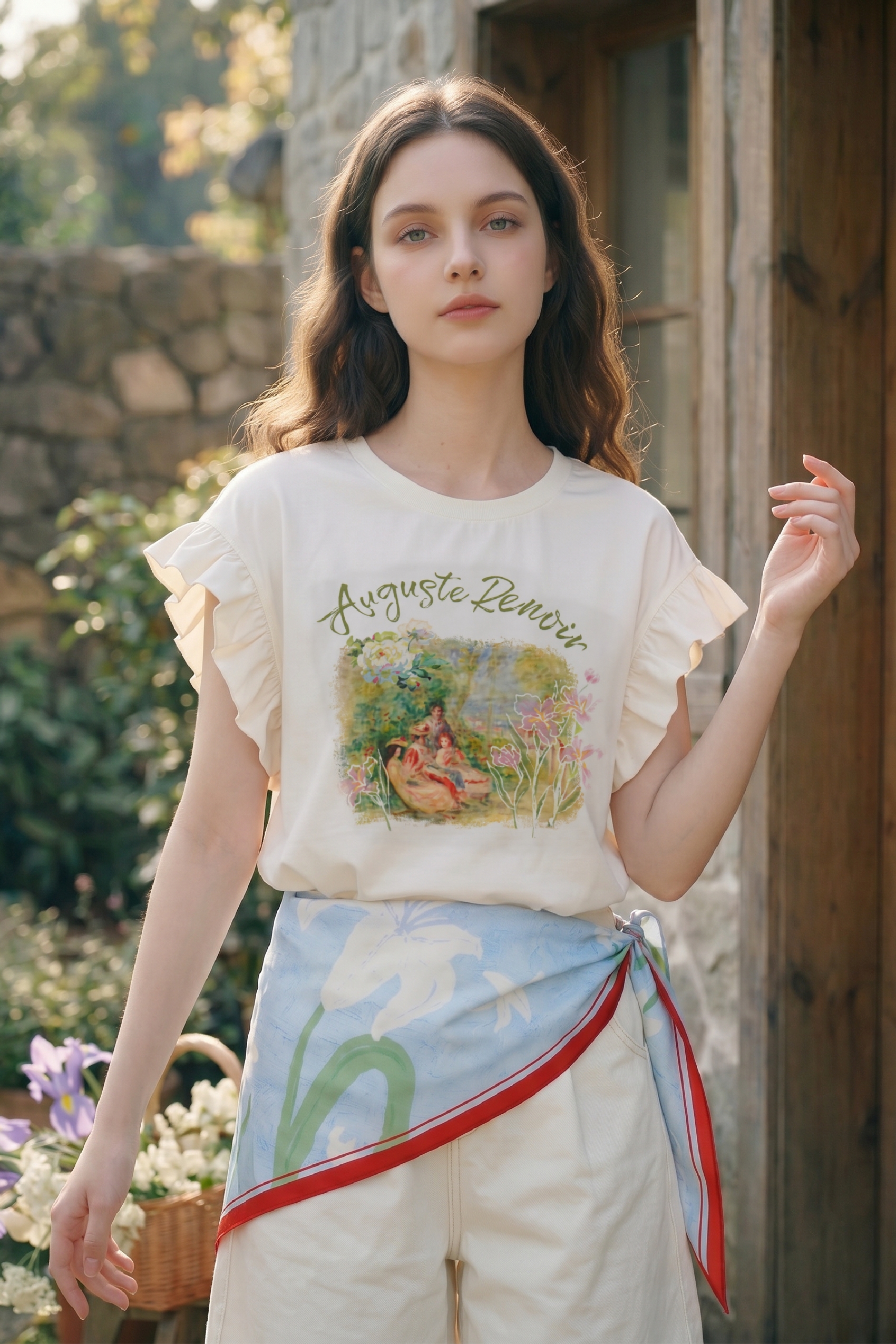 Ruffled Printed T-Shirt