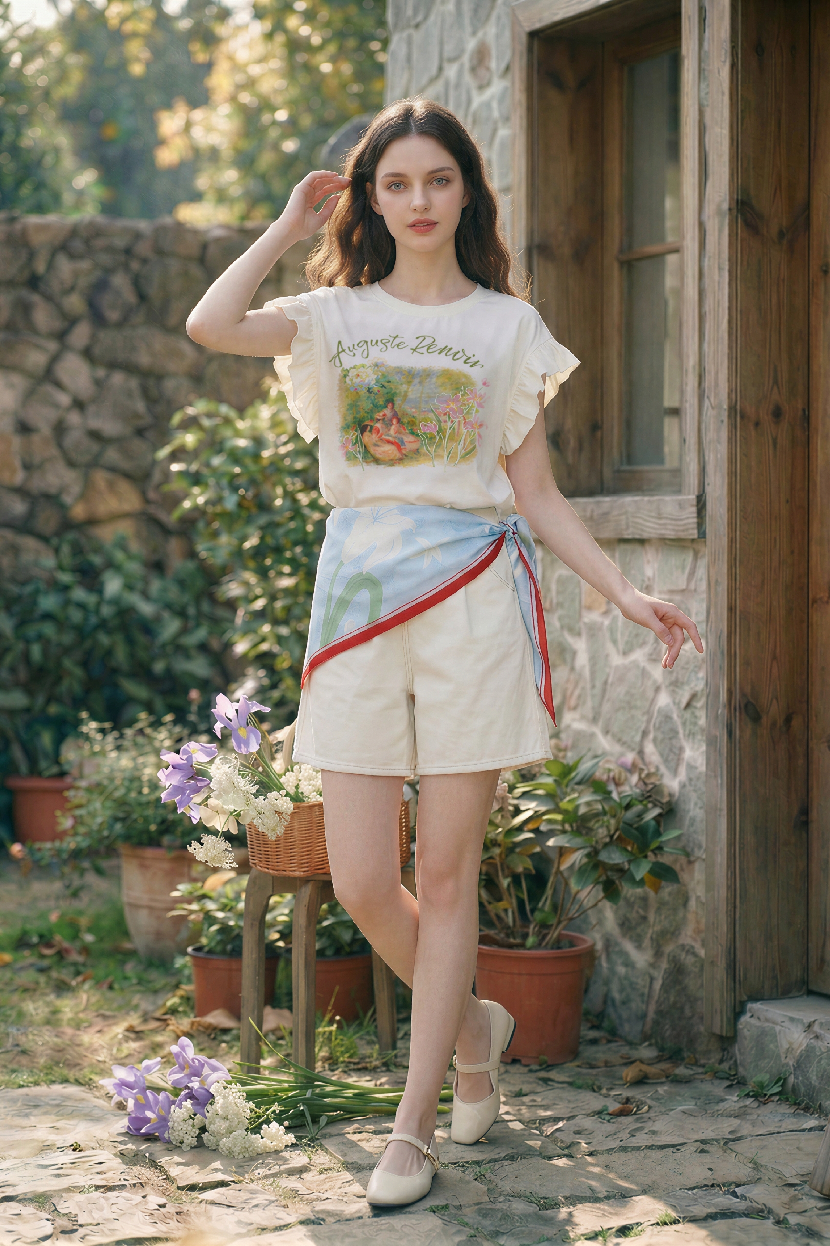 Ruffled Printed T-Shirt