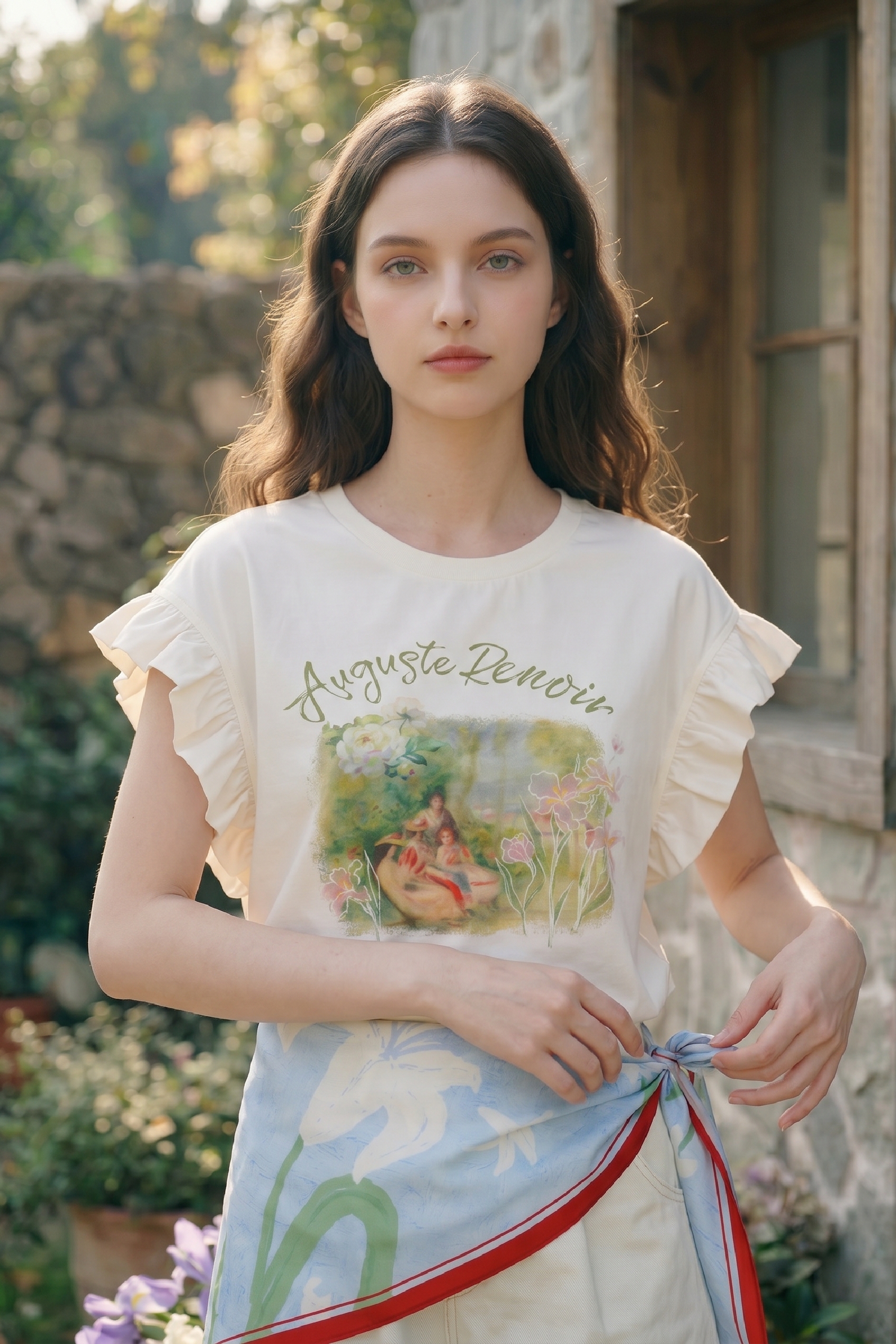 Ruffled Printed T-Shirt