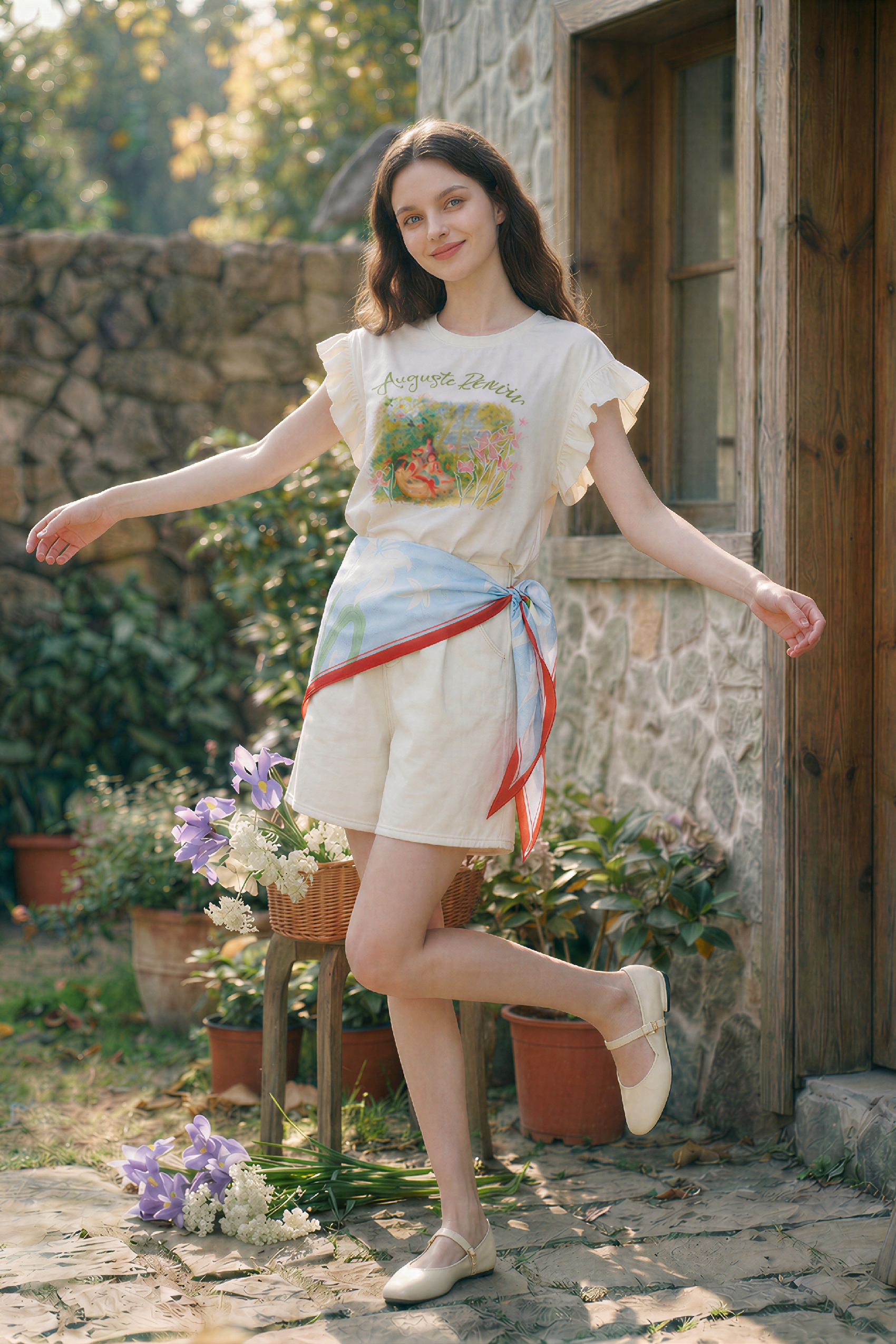Ruffled Printed T-Shirt