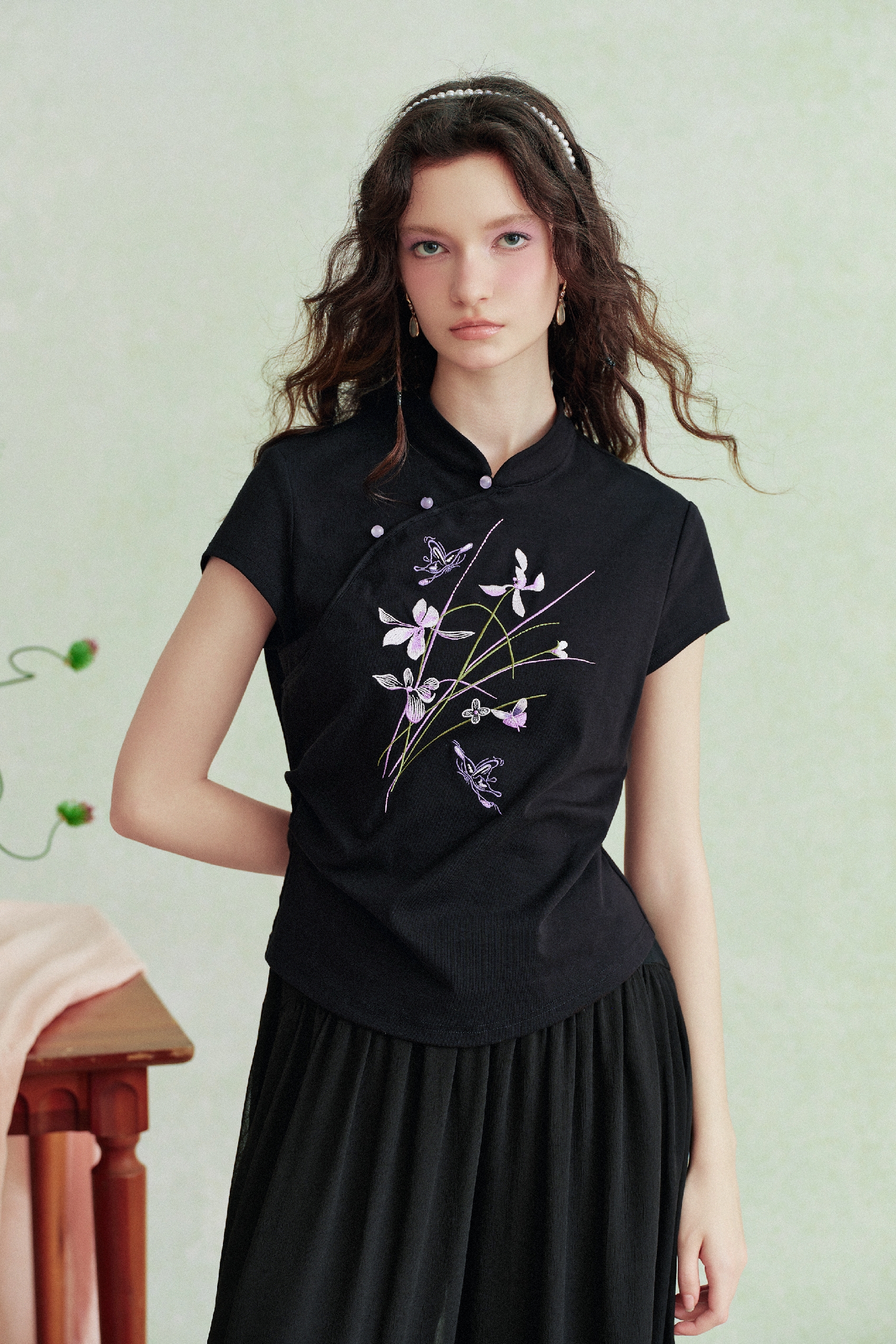 Embroidered Printed T-Shirt