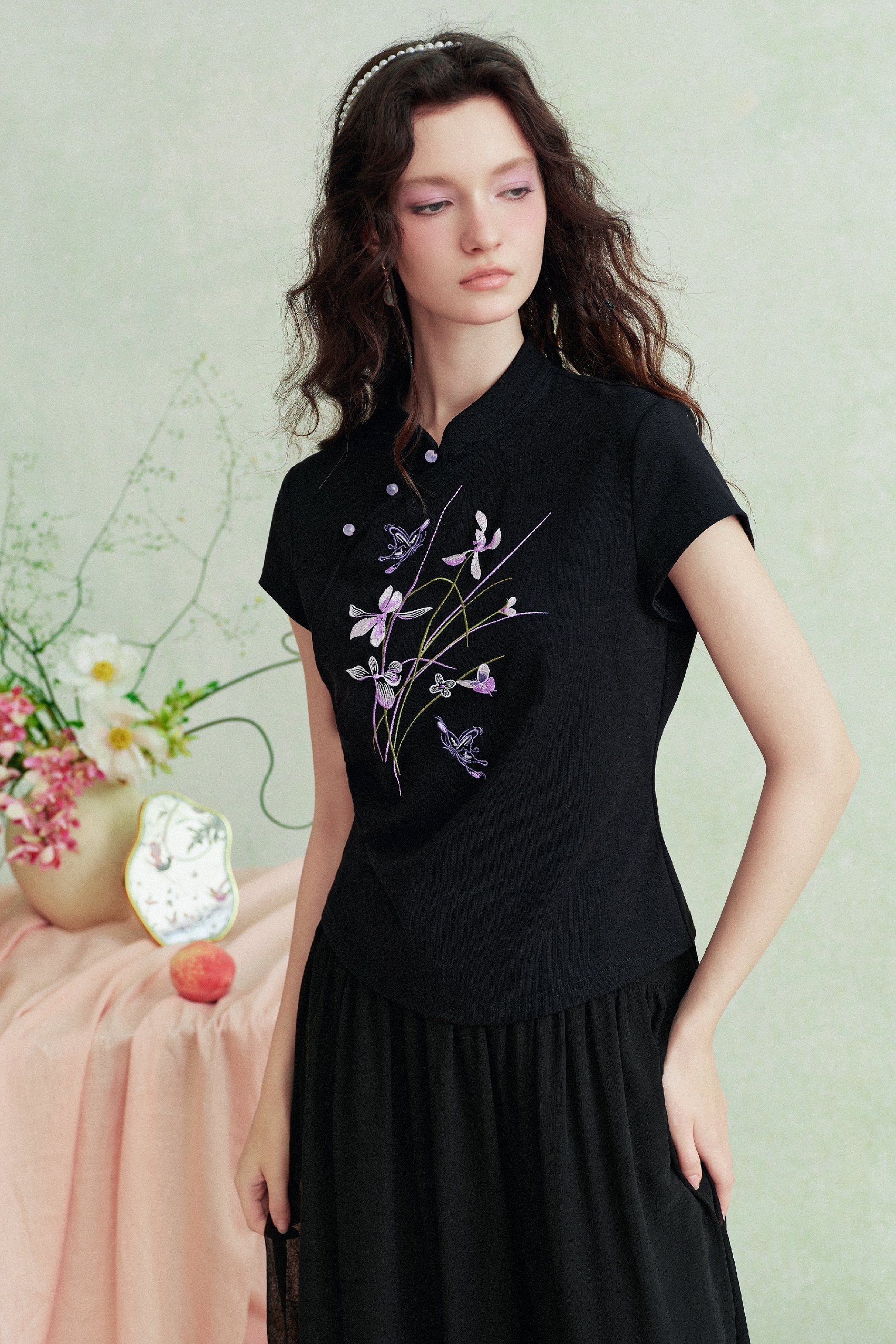 Embroidered Printed T-Shirt