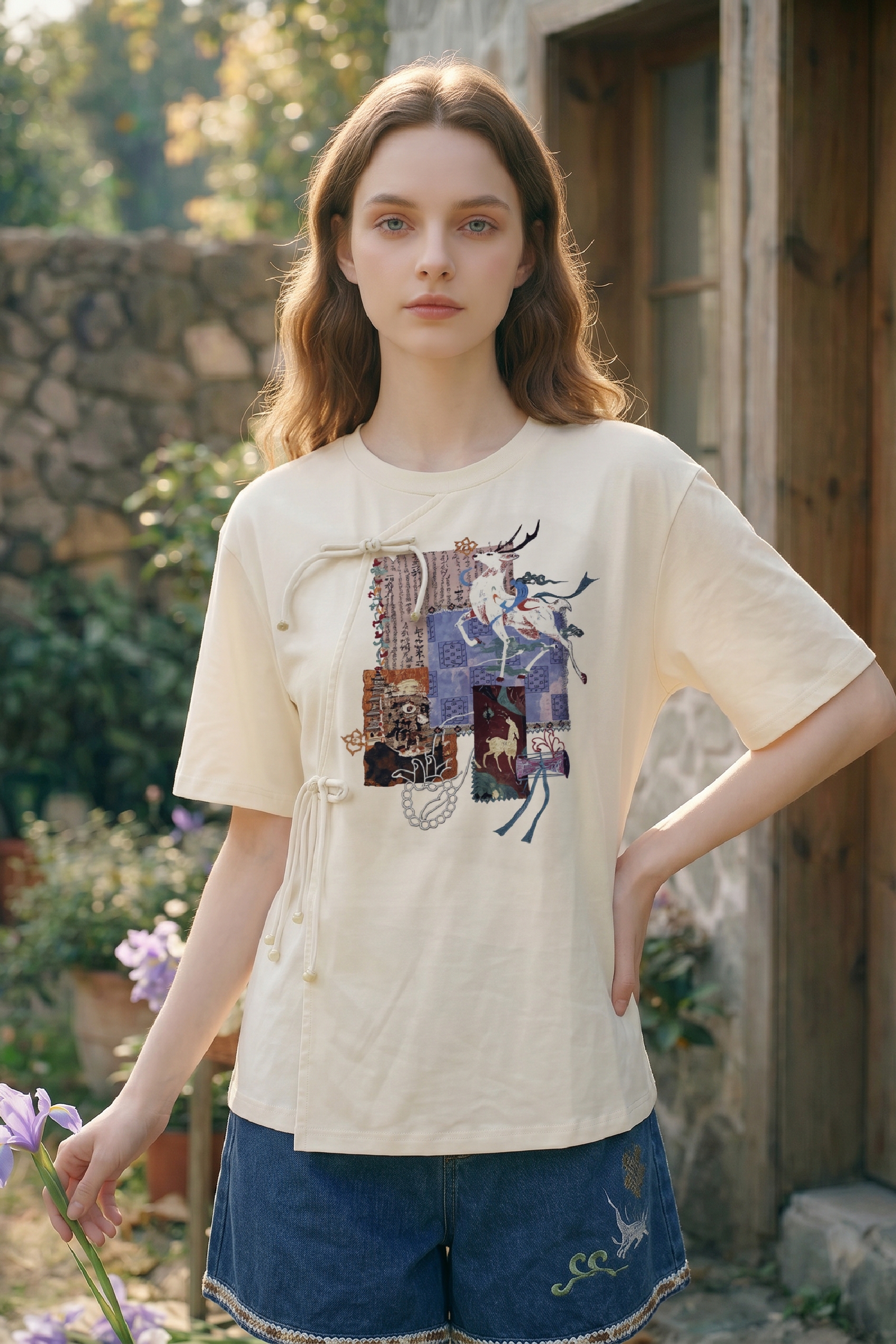 Crew Neck Printed T-Shirt-LYONSENS