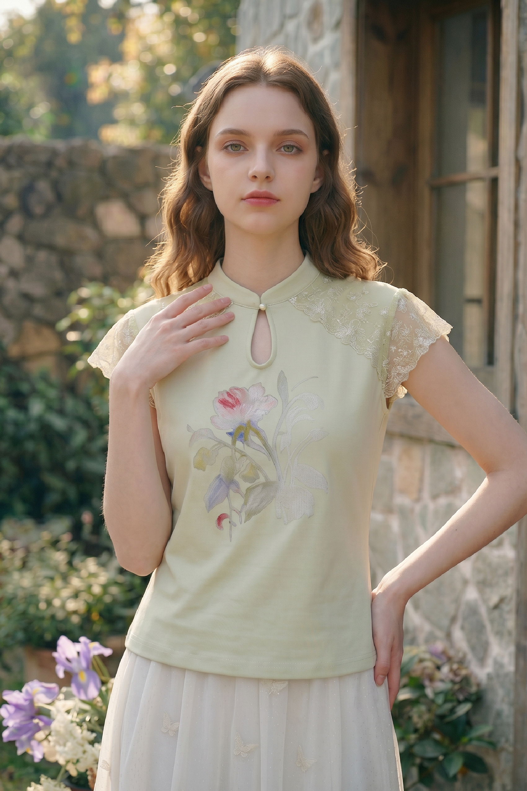Lace Patchwork Printed T-Shirt