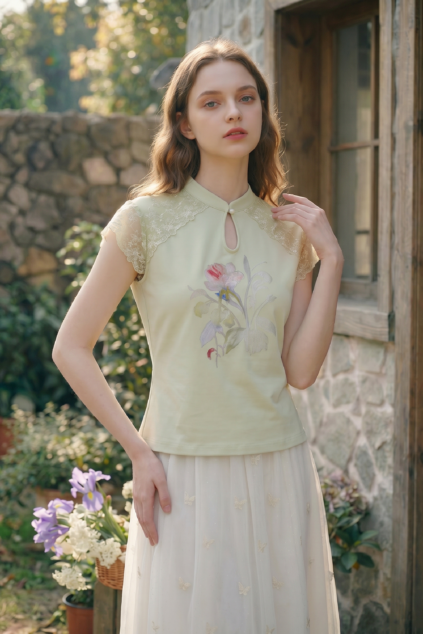 Lace Patchwork Printed T-Shirt