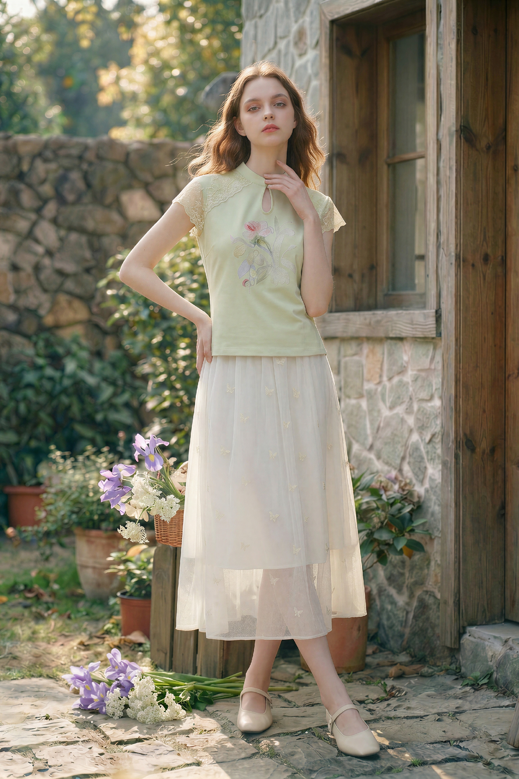 Lace Patchwork Printed T-Shirt